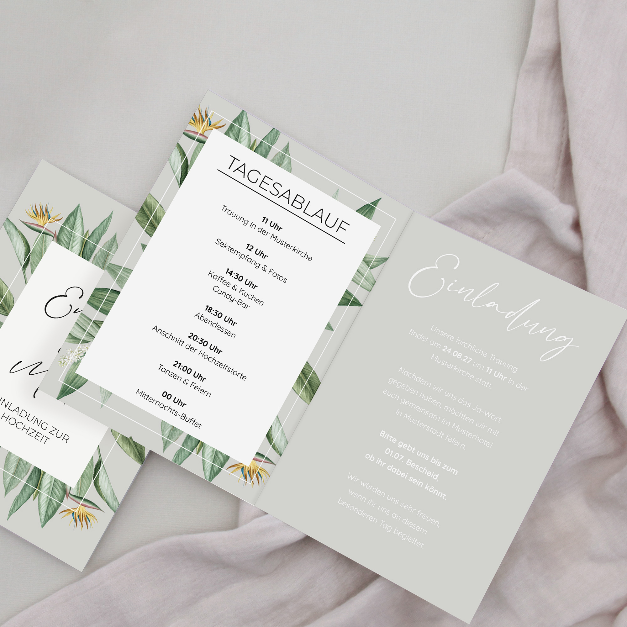 Klappkarte DIN A6 im Hochformat - Greenery "Tropical Frame"