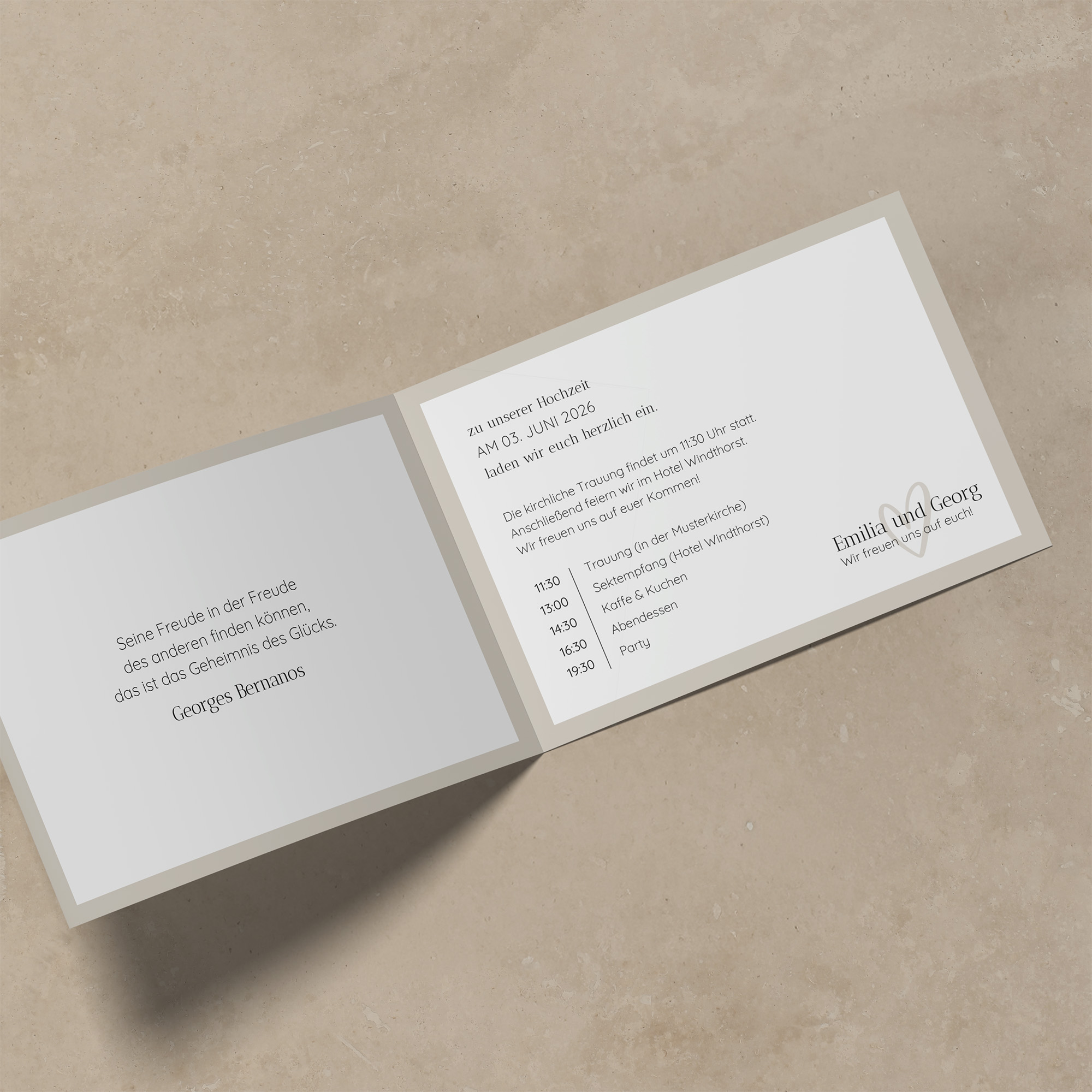 Klappkarte DIN A6 im Querformat - Minimalistisch "Latte Macchiato"