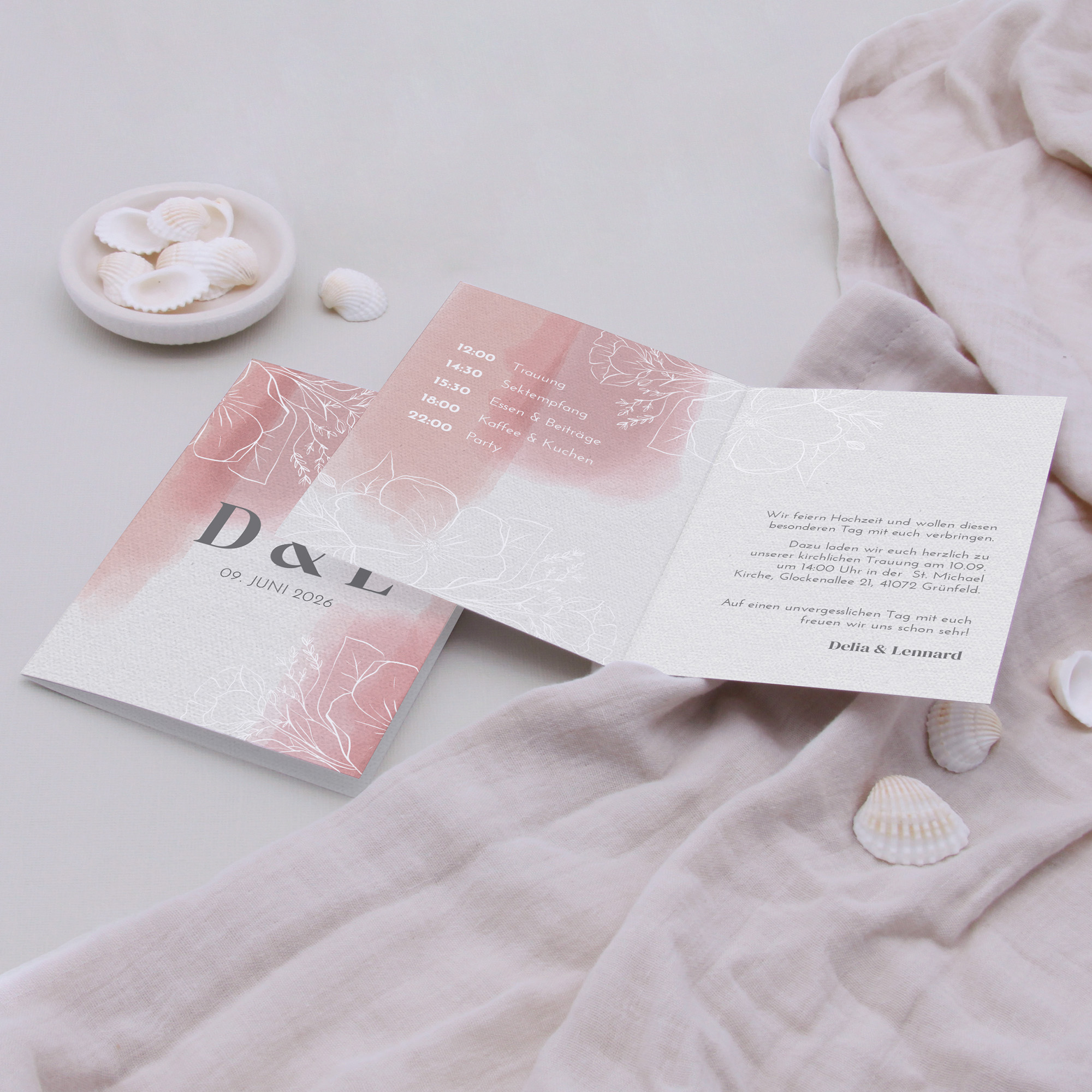 Klappkarte DIN A6 im Hochformat -Aquarell "dusty bloom"