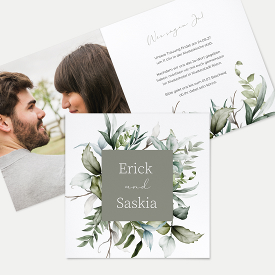 Klappkarte Quadratisch 148 x 148 mm - Greenery "Pure Greenery"