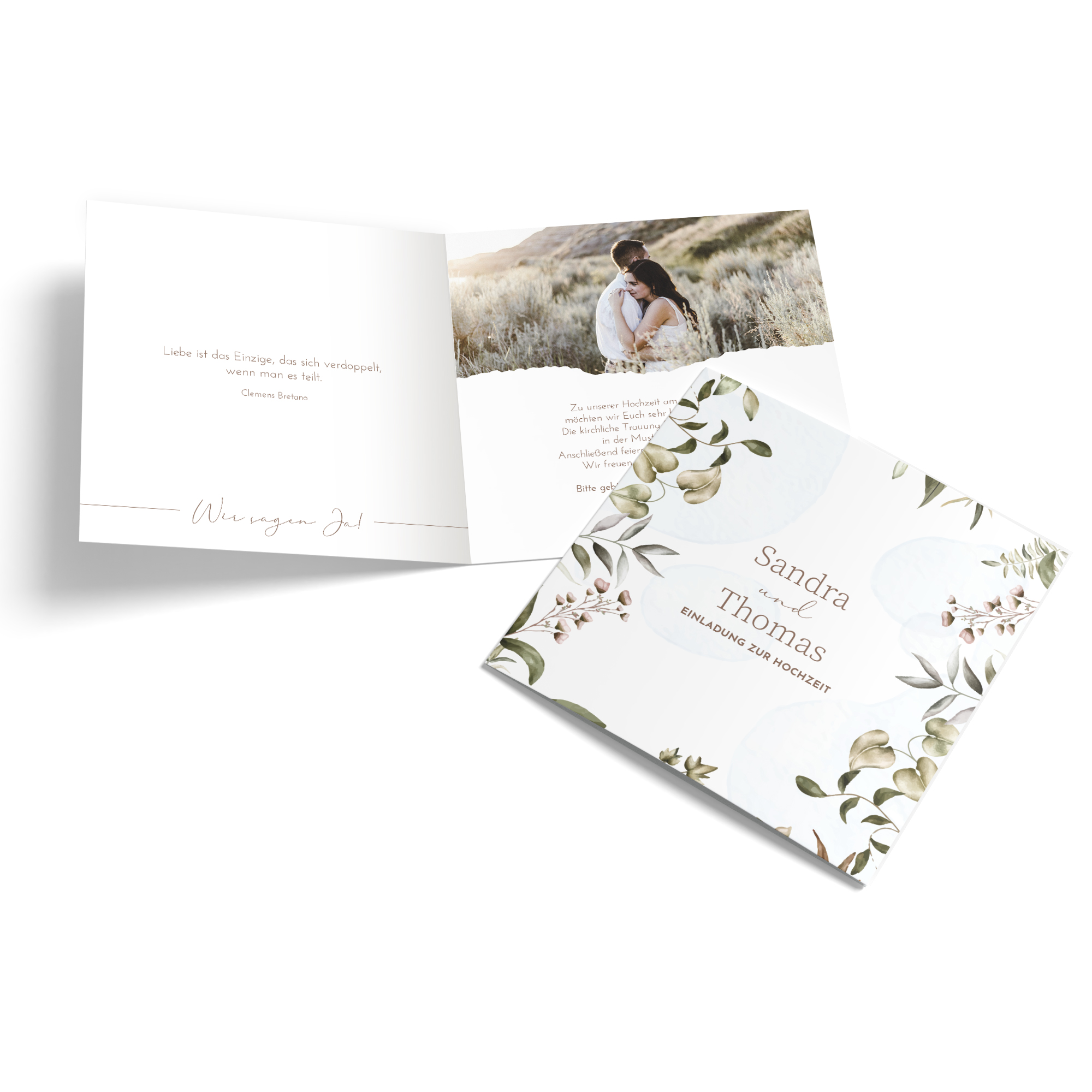 Klappkarte Quadratisch 148 x 148 mm - Boho "Nature Hold"