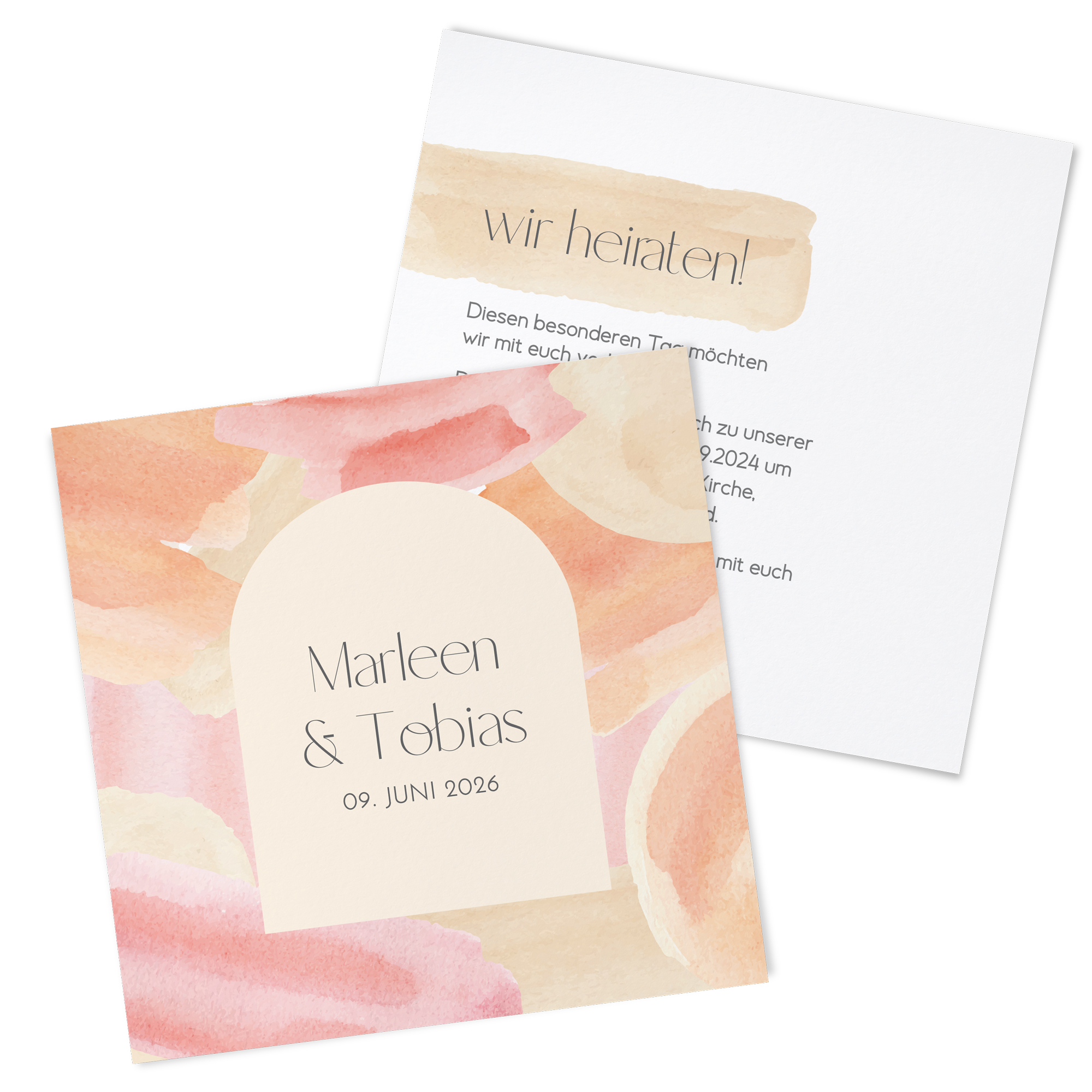 Postkarte Quadrat - Aquarell "sunset stroke"