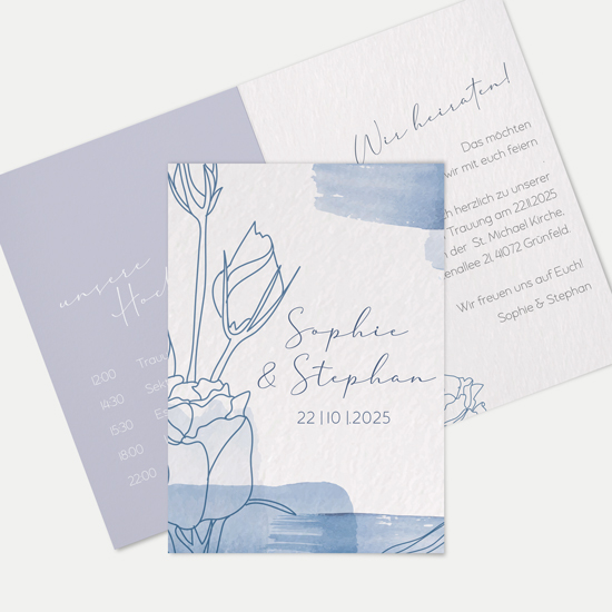 Klappkarte DIN A6 im Hochformat -Aquarell "midnight petals"