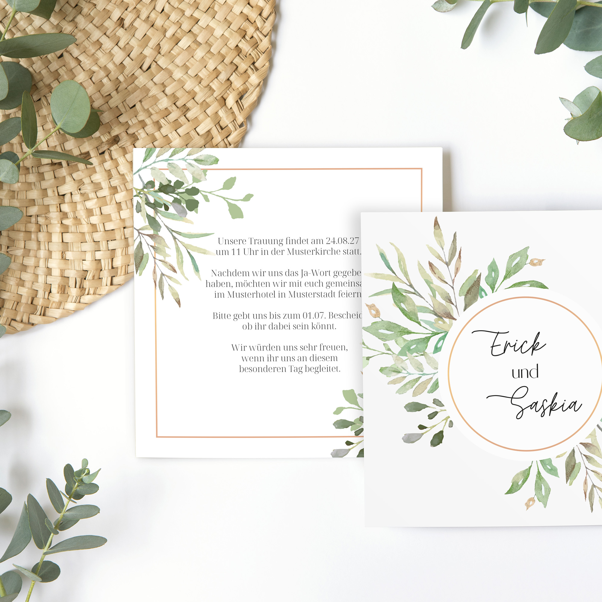 Postkarte Quadrat 148 x 148 mm - Greenery "Calm Grove"