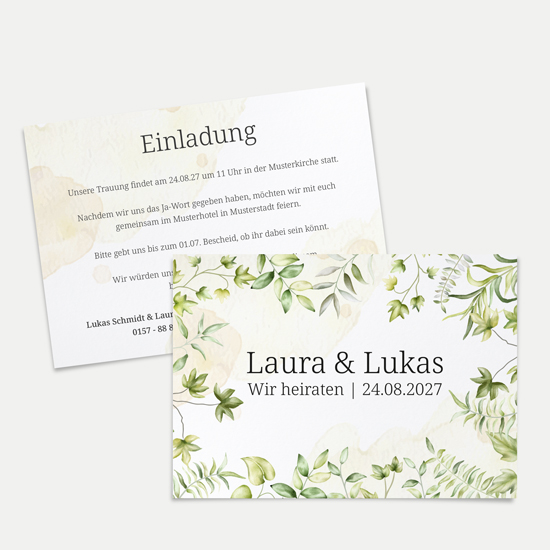 Postkarte DIN A6 im Querformat - Greenery - "leaf light"