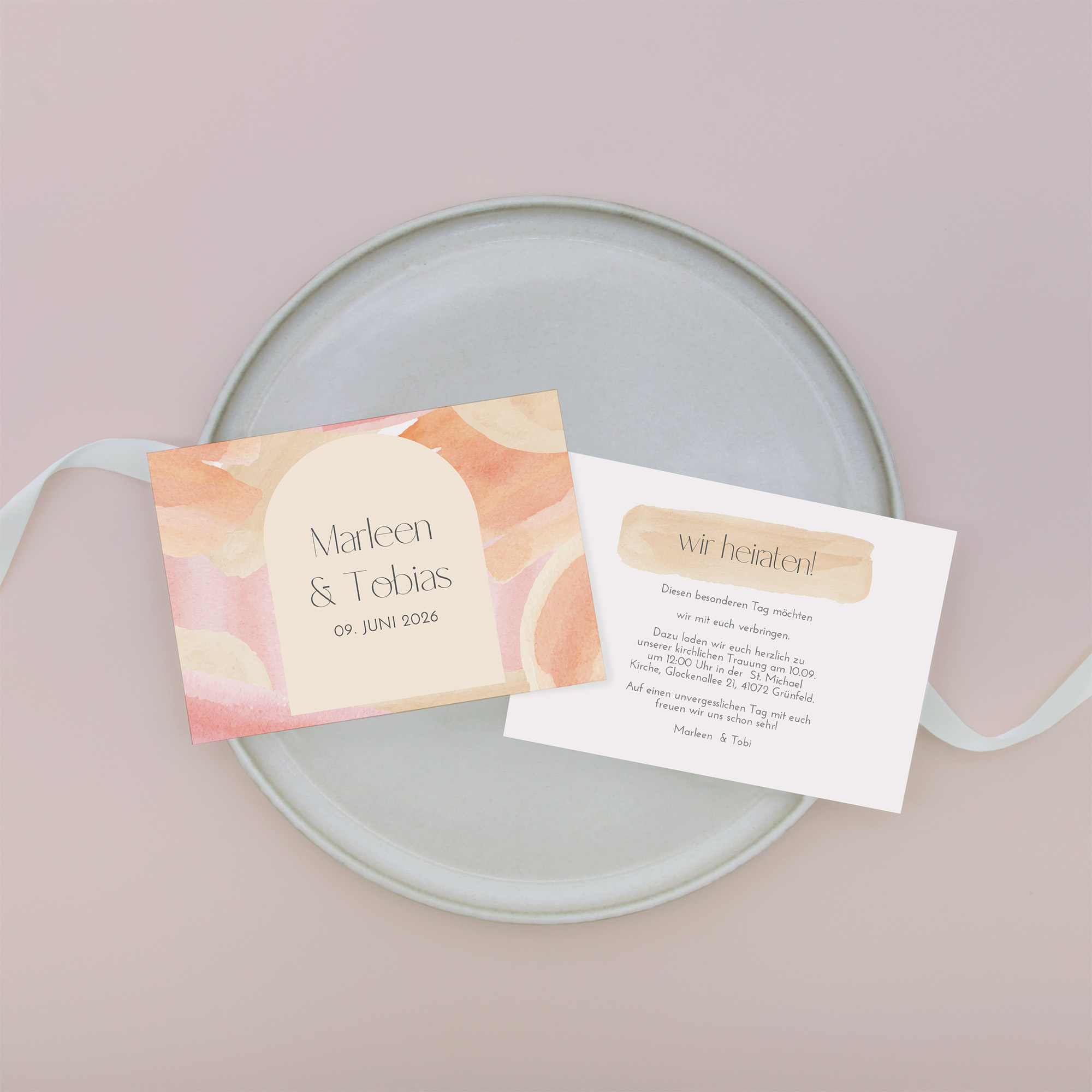 Postkarte DIN A6 im Querformat - Aquarell "dusty Bloom"