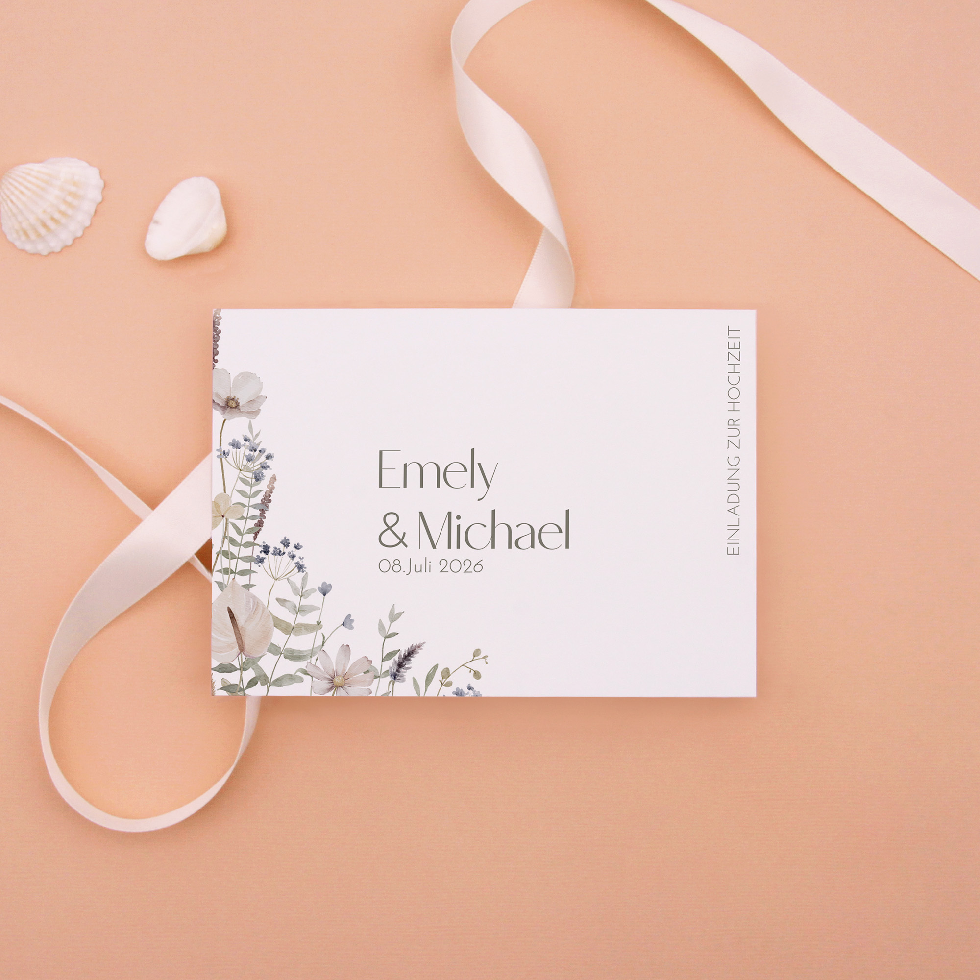 Postkarte DIN A6 im Querformat - Boho "Pastel Bloom"