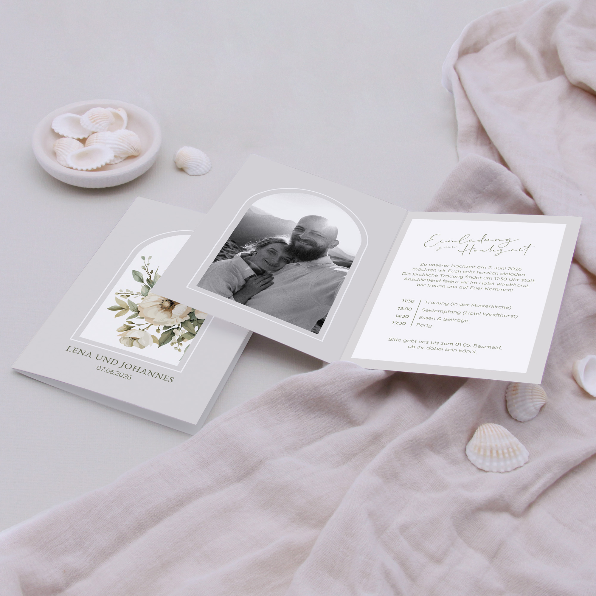 Klappkarte DIN A6 im Hochformat - Vintage - "Ivory Garden"