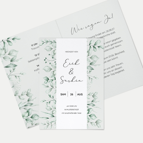 Klappkarte DIN A6 im Hochformat-Greenery "Evergreen Mint"