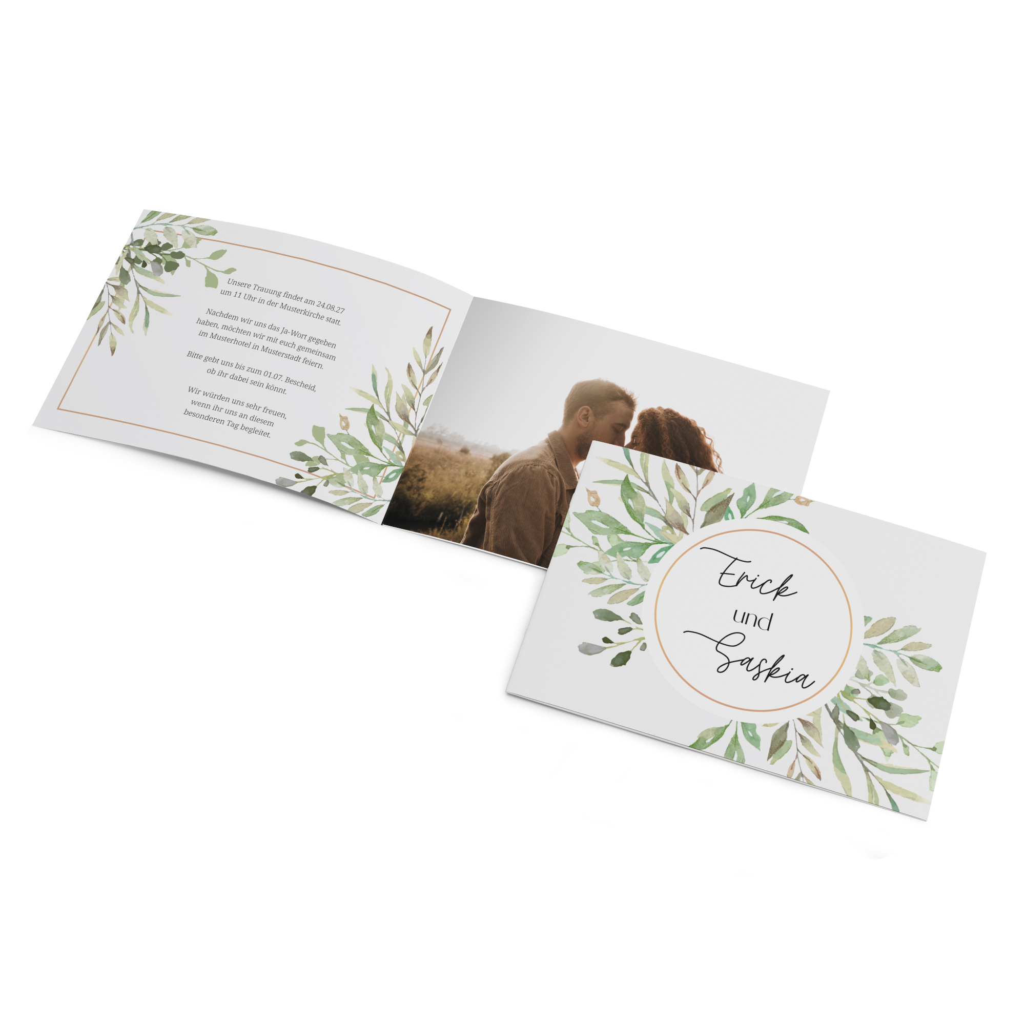 Klappkarte DIN A6 im Querformat - Greenery "Calm Grove"