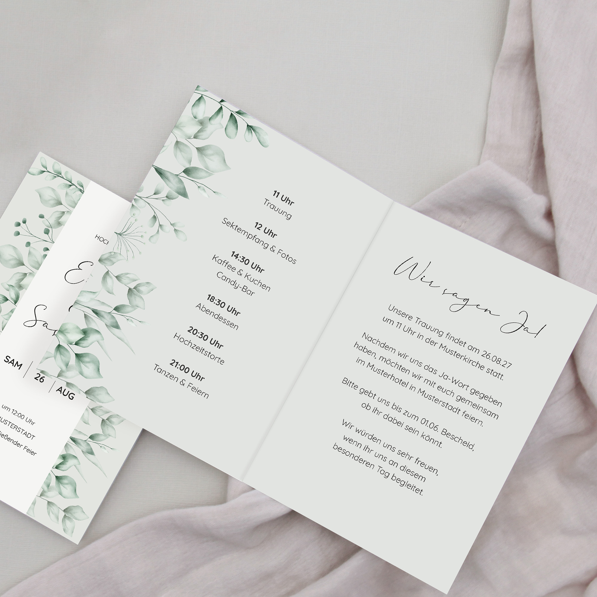 Klappkarte DIN A6 im Hochformat-Greenery "Evergreen Mint"