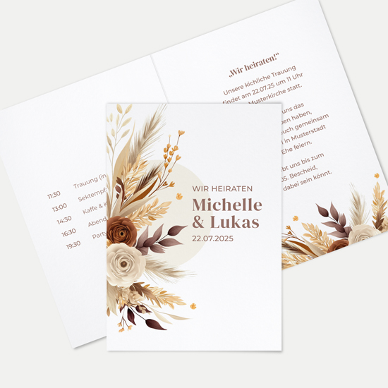 Klappkarte DIN A6 im Hochformat - Boho "Earth Bouquet"