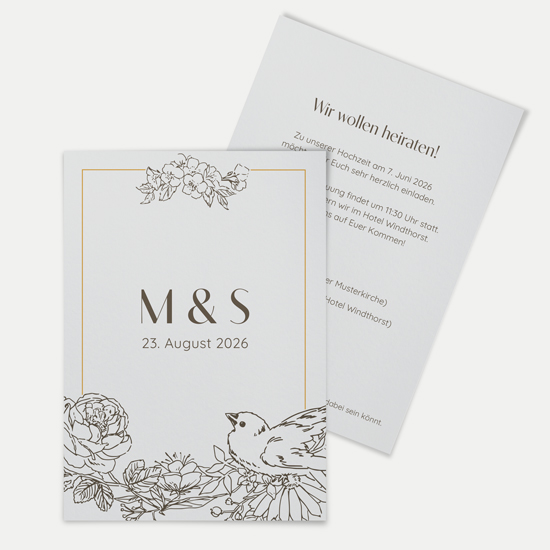 Postkarte DIN A6 im Hochformat - Vintage "Petal Bird"