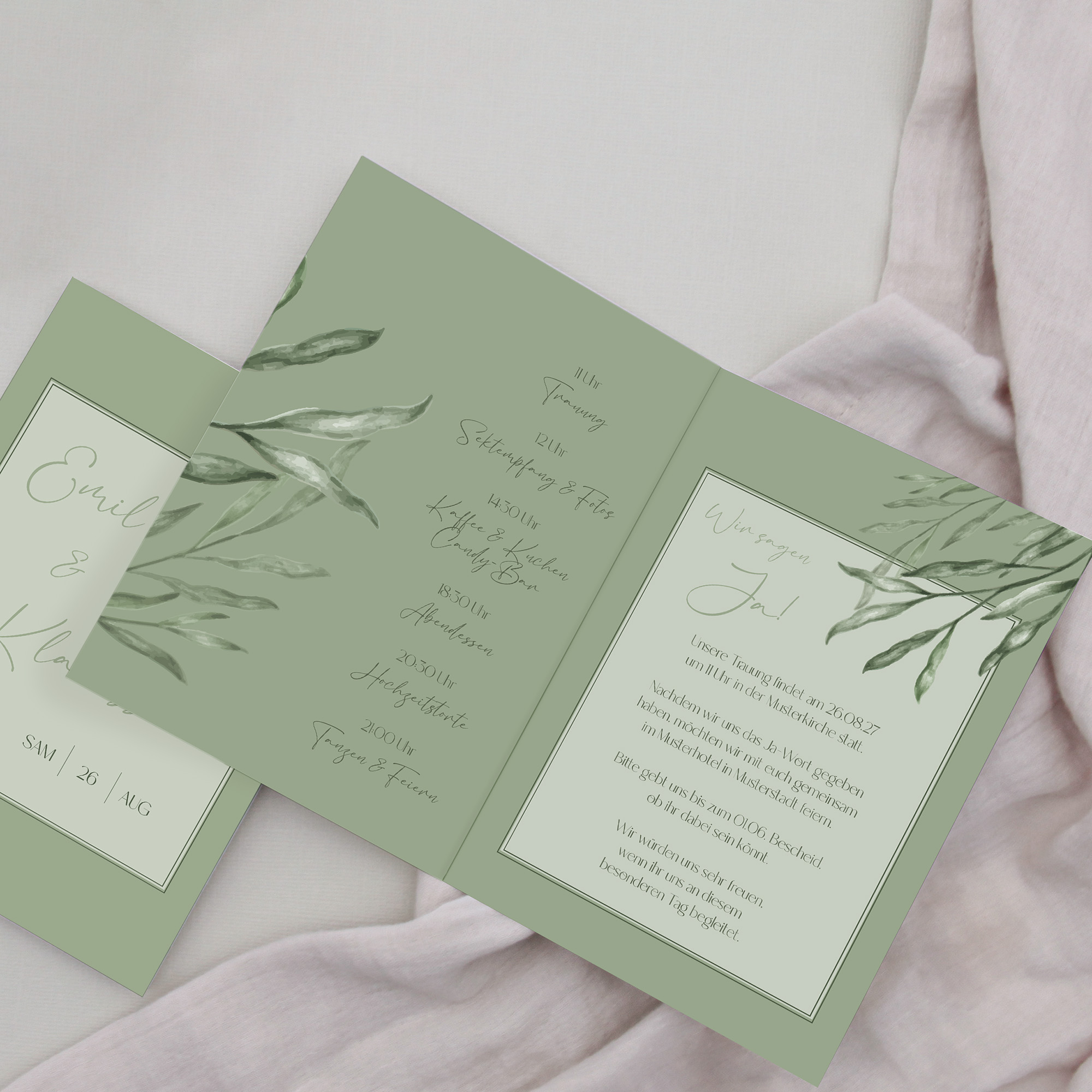 Klappkarte DIN A6 im Hochformat - Greenery "Natural Frame"