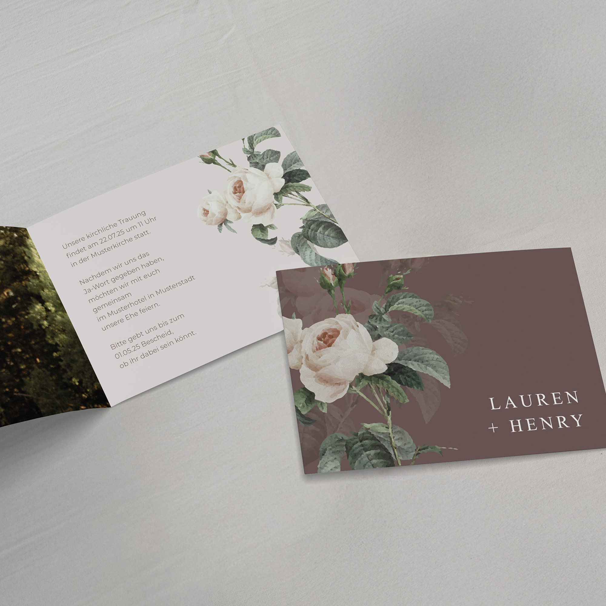 Klappkarte DIN A6 im Querformat - Floral "Antique Rose"