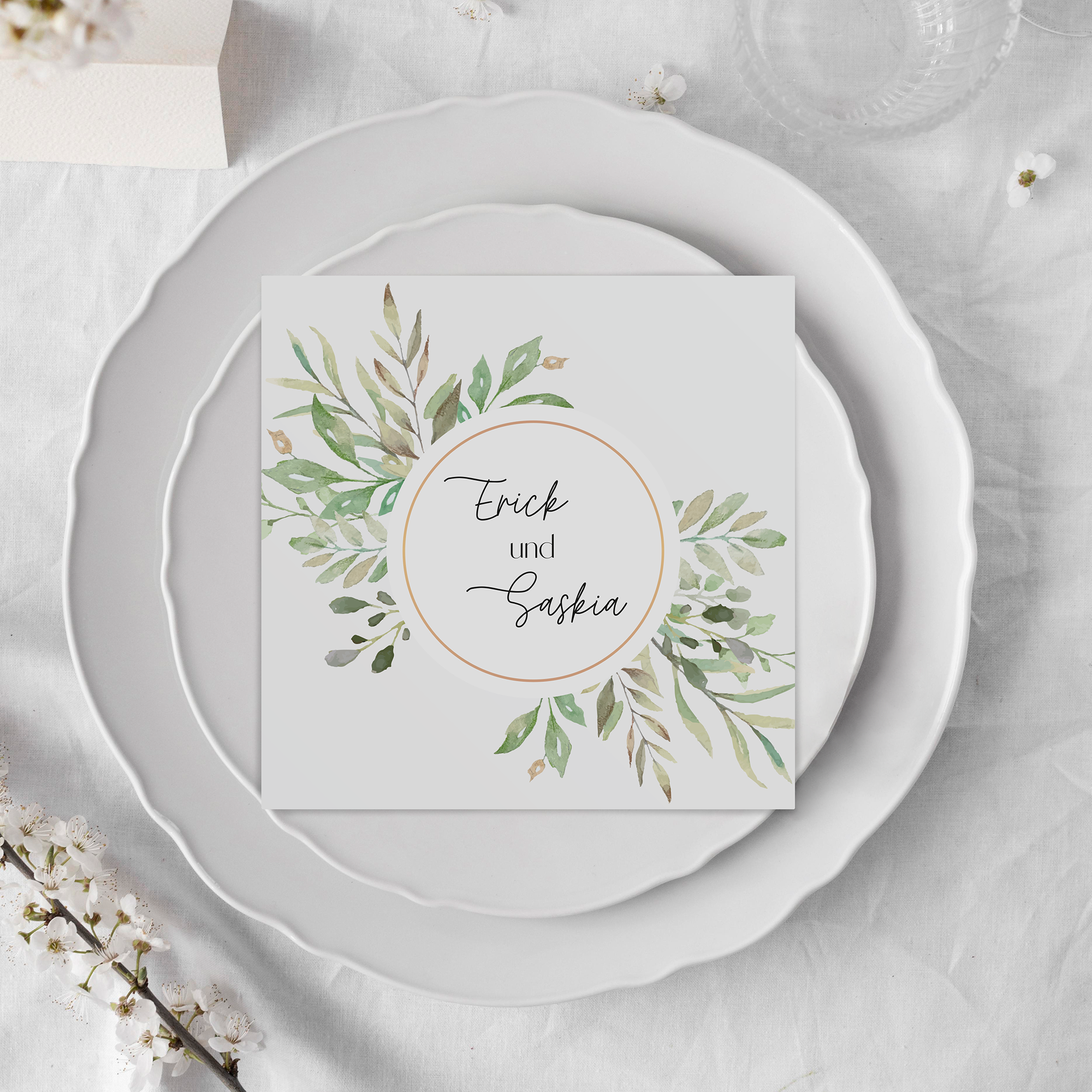 Postkarte Quadrat 148 x 148 mm - Greenery "Calm Grove"