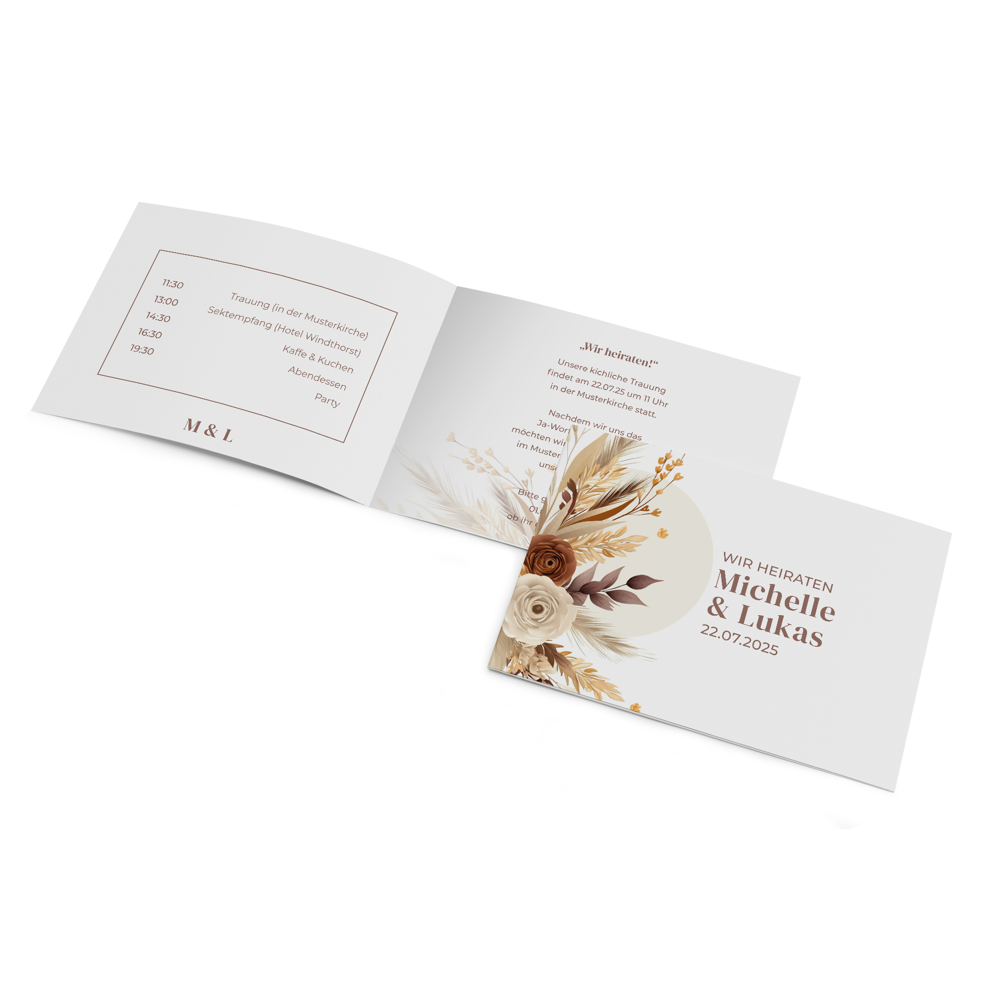 Klappkarte DIN A6 im Querformat - Boho "Earth Bouquet"