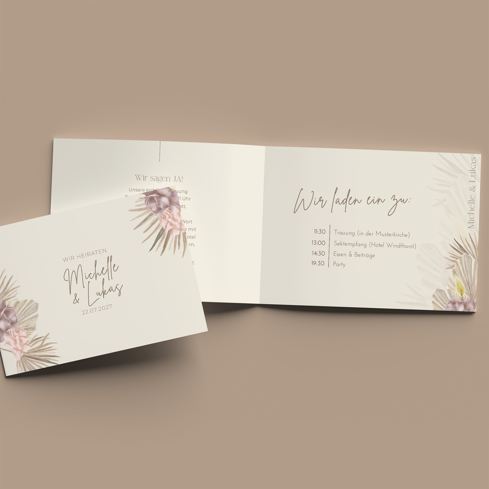 Klappkarte DIN A6 im Querformat - Boho "Boho Minimal"