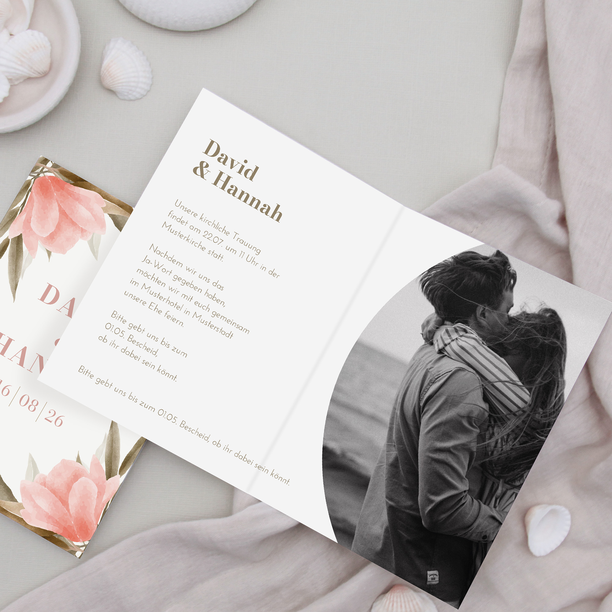 Klappkarte DIN A6 im Hochformat - Floral "Rose Leaf"