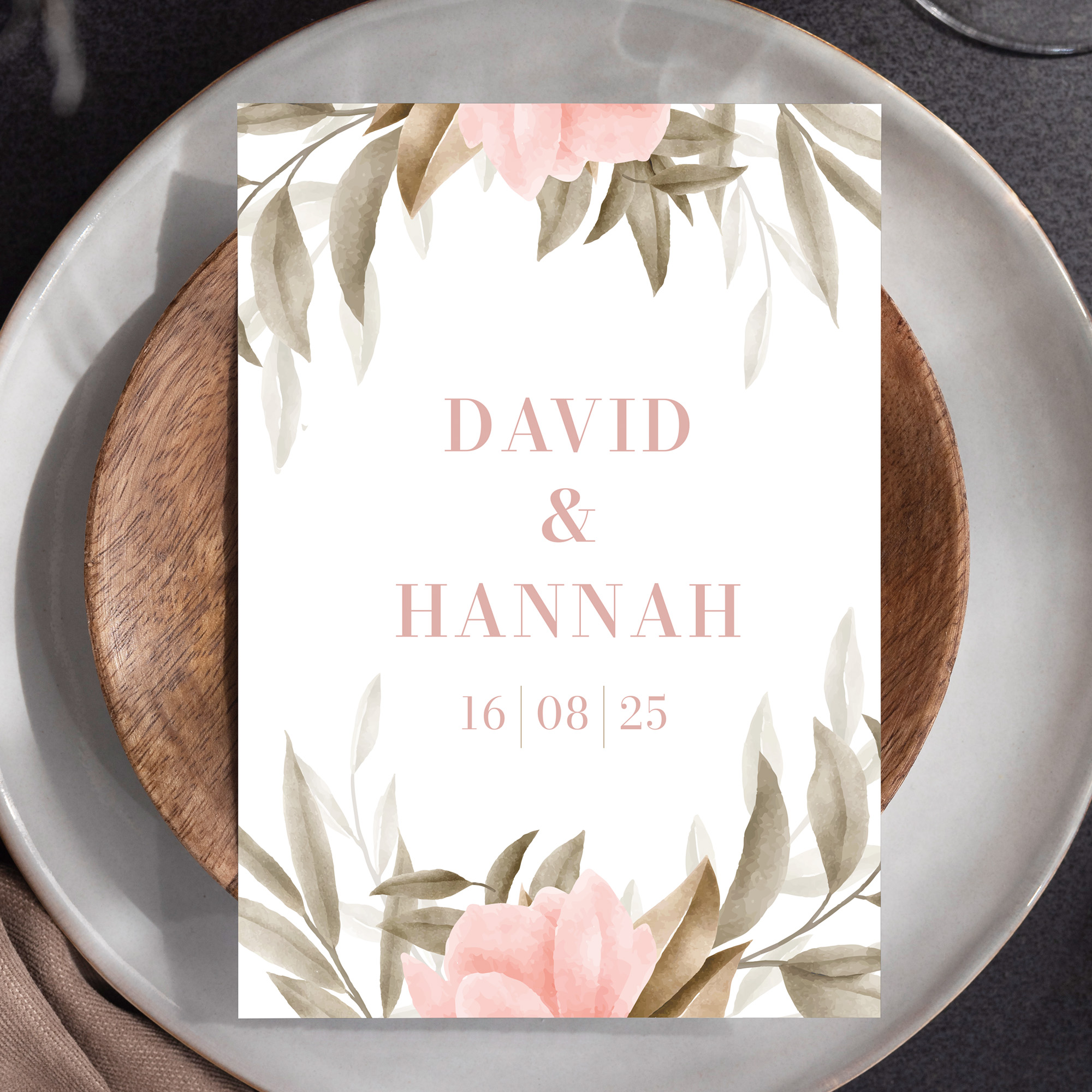 Postkarte DIN A6 im Hochformat - Floral "Rose Leaf"