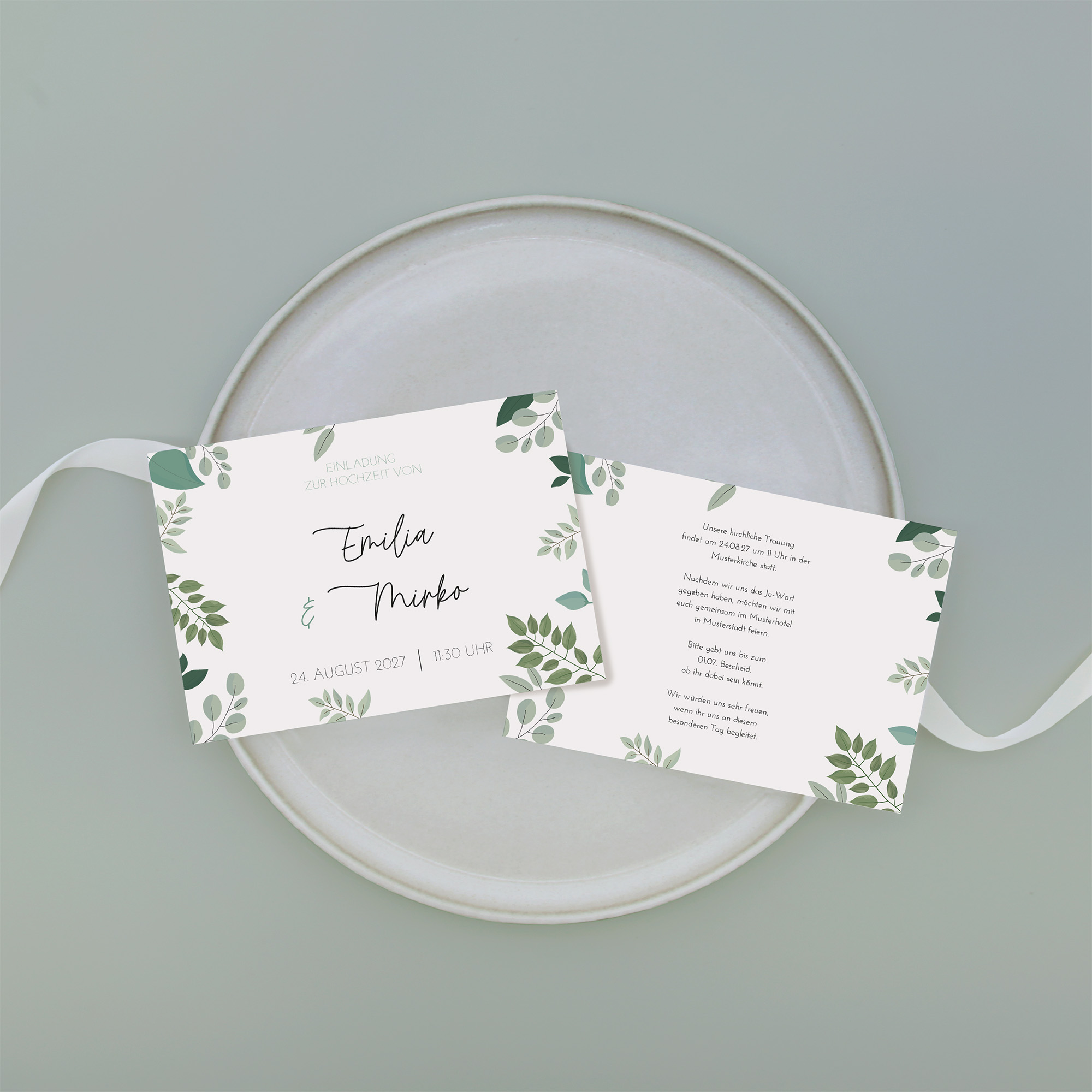 Postkarte DIN A6 im Querformat - Greenery - "Green & Simple"