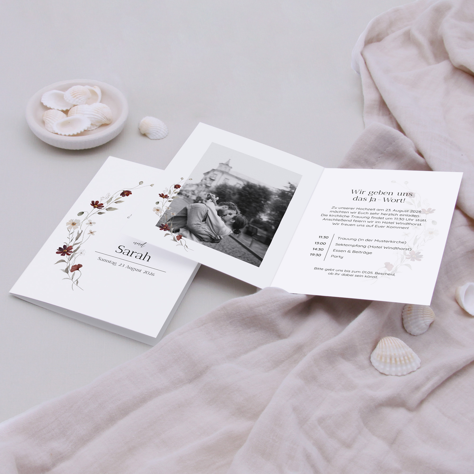 Klappkarte DIN A6 im Hochformat - Vintage - "Wildflower Note"