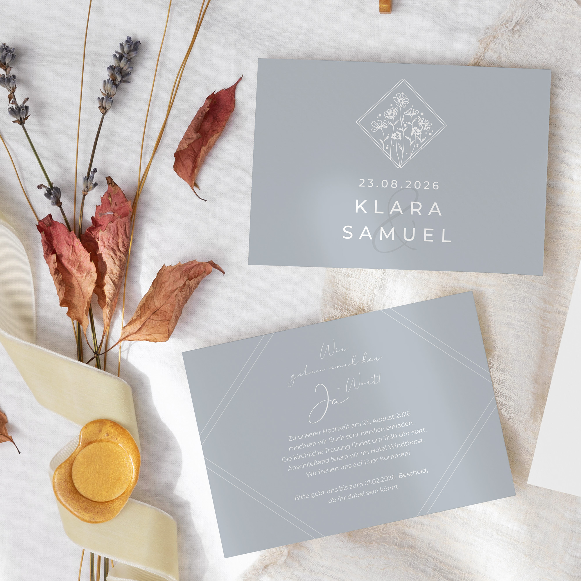 Postkarte DIN A6 im Querformat - Vintage "La Fleur Bleue"