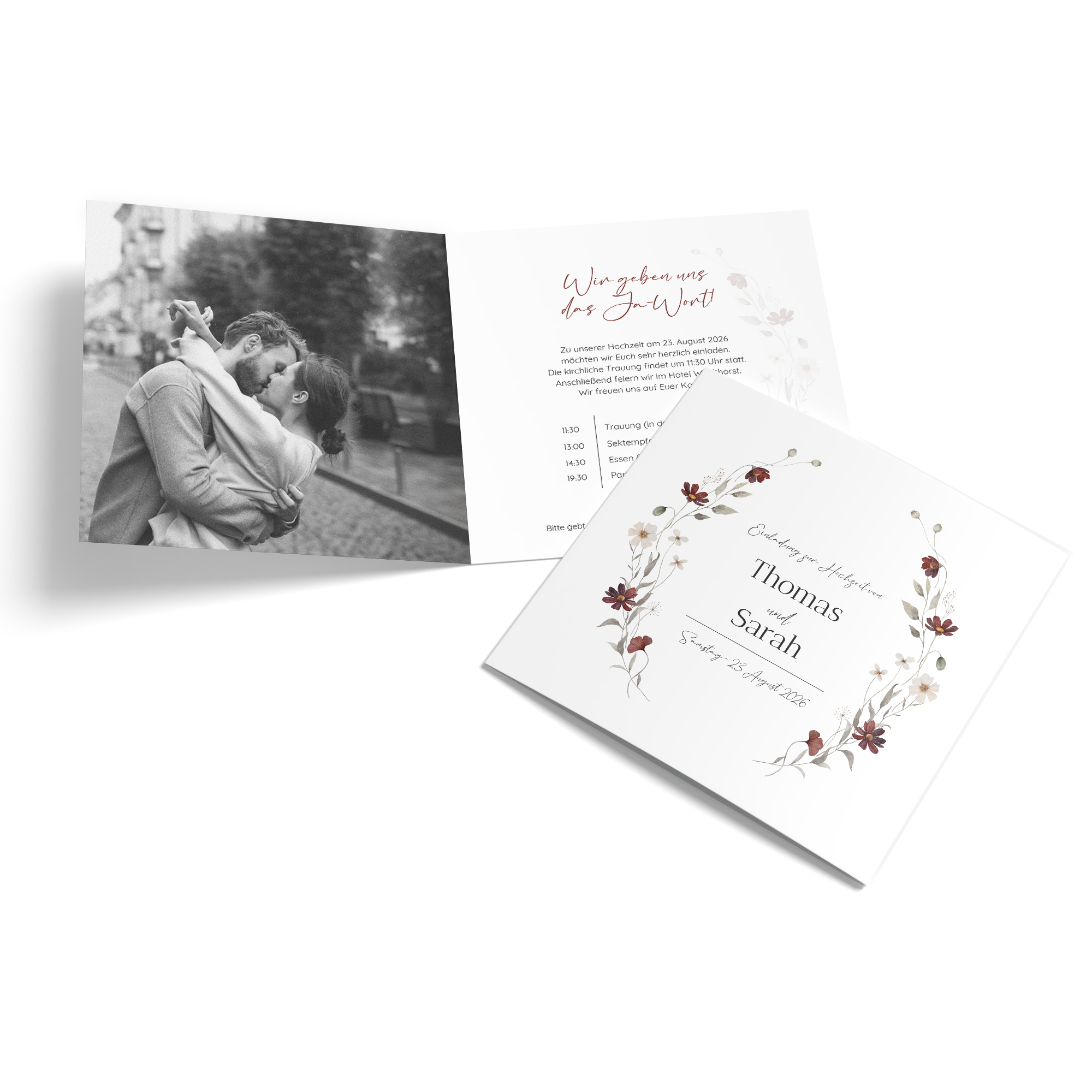 Klappkarte Quadratisch 148 x 148 mm - Vintage "Wildflower Note"