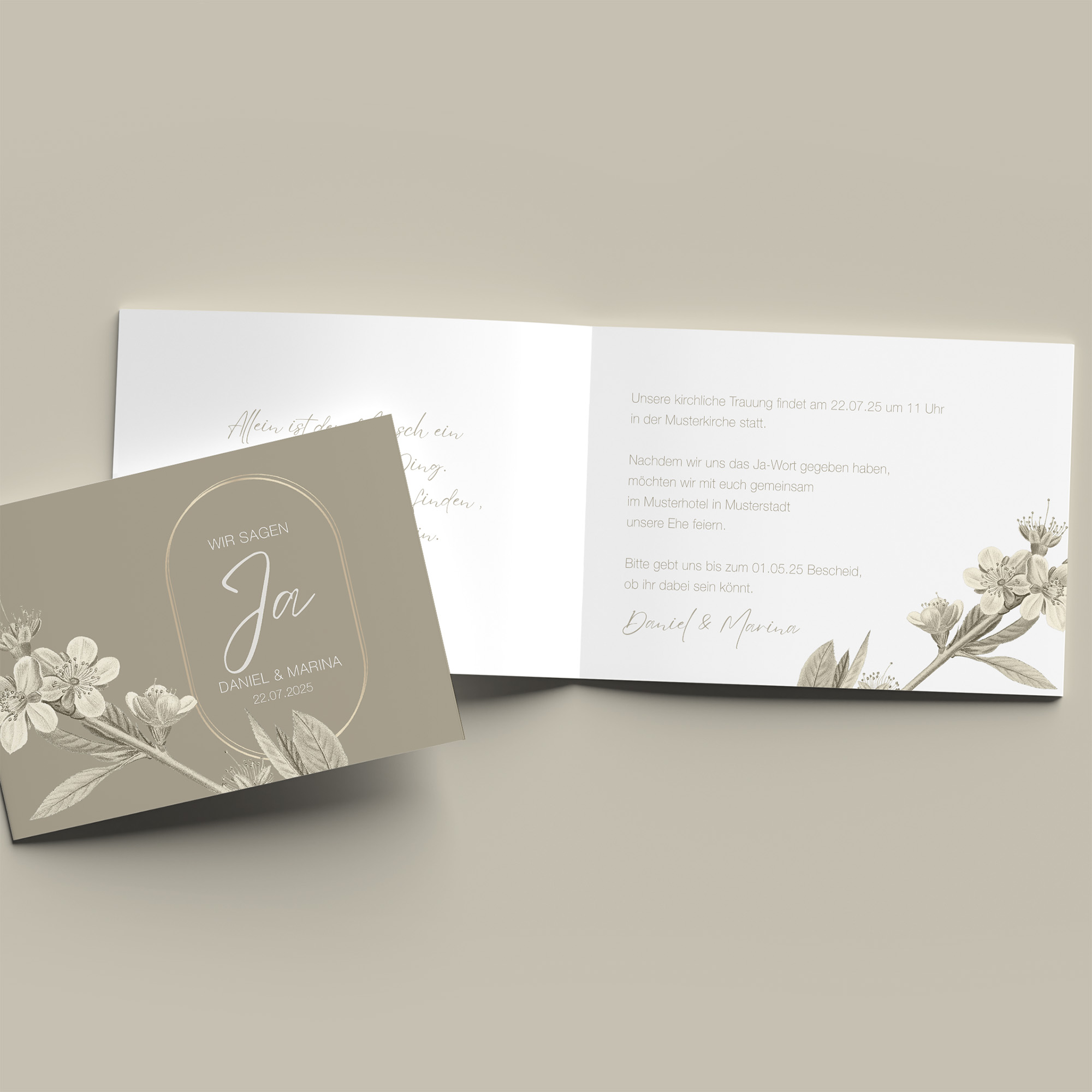 Klappkarte DIN A6 im Querformat - Floral "Classic Flora"