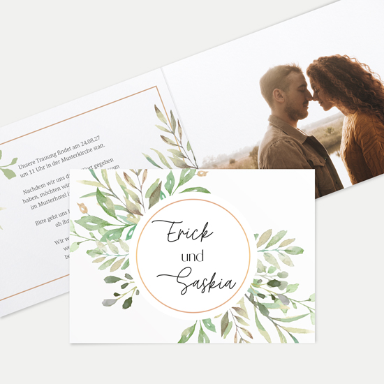 Klappkarte DIN A6 im Querformat - Greenery "Calm Grove"