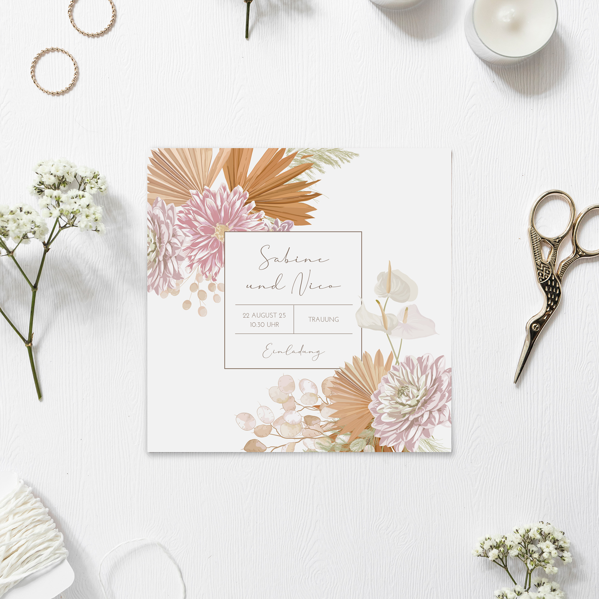 Postkarte Quadrat 148 x 148 mm - Floral "Terracotta Blossom"