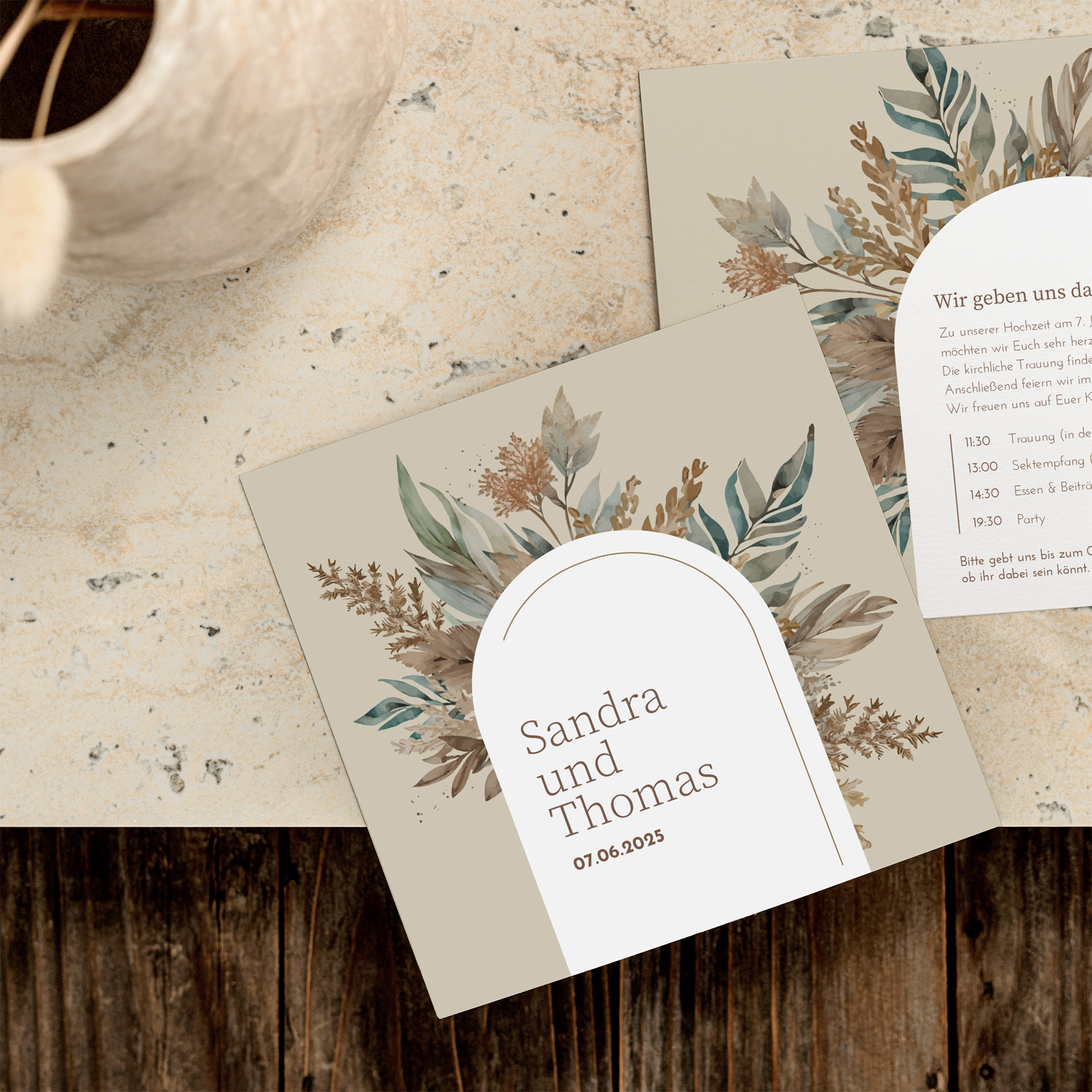 Postkarte Quadrat 148 x 148 mm - Boho "Bare Nature"