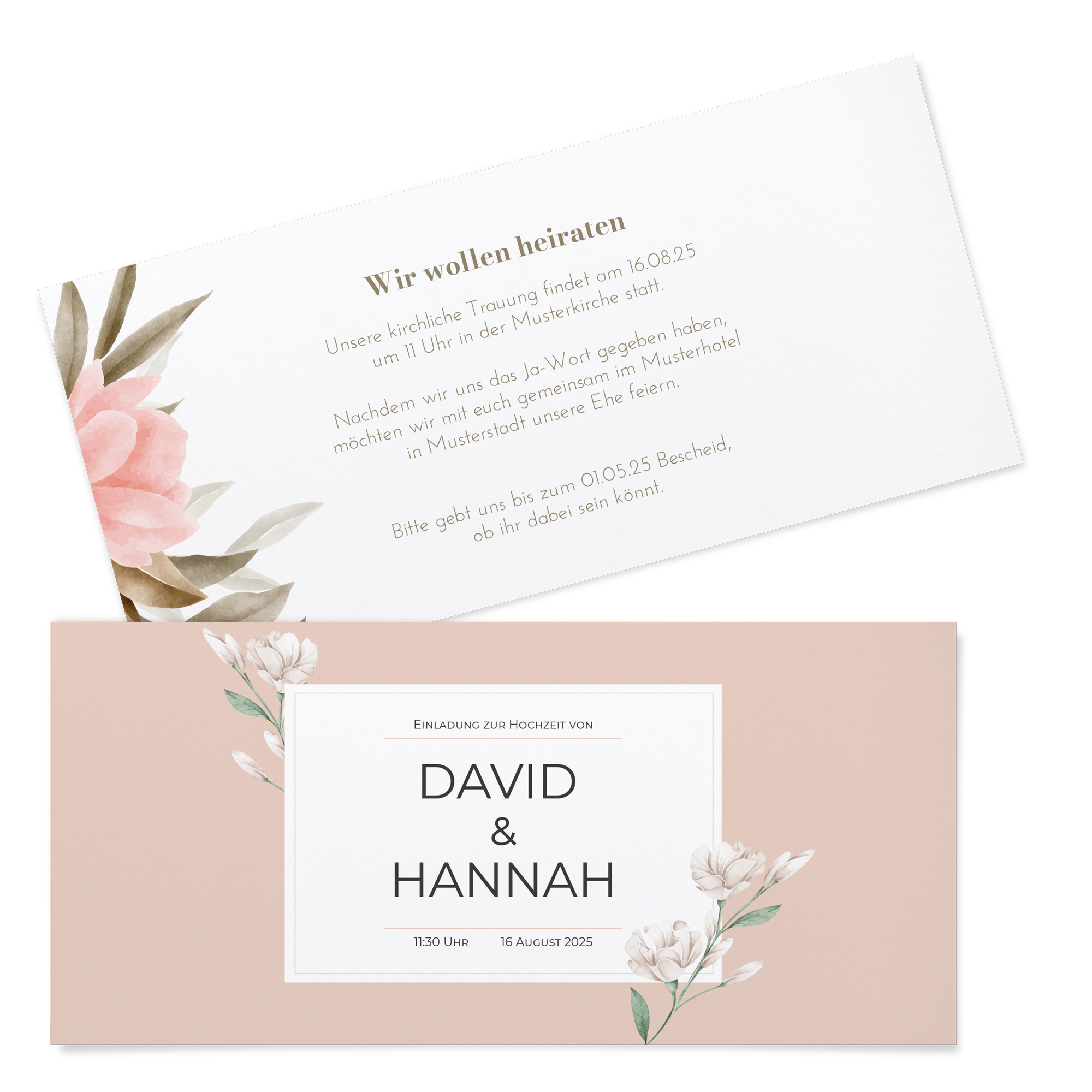 Postkarten DIN lang im Querformat 210 x 98 mm - Floral "Neutral Florals"