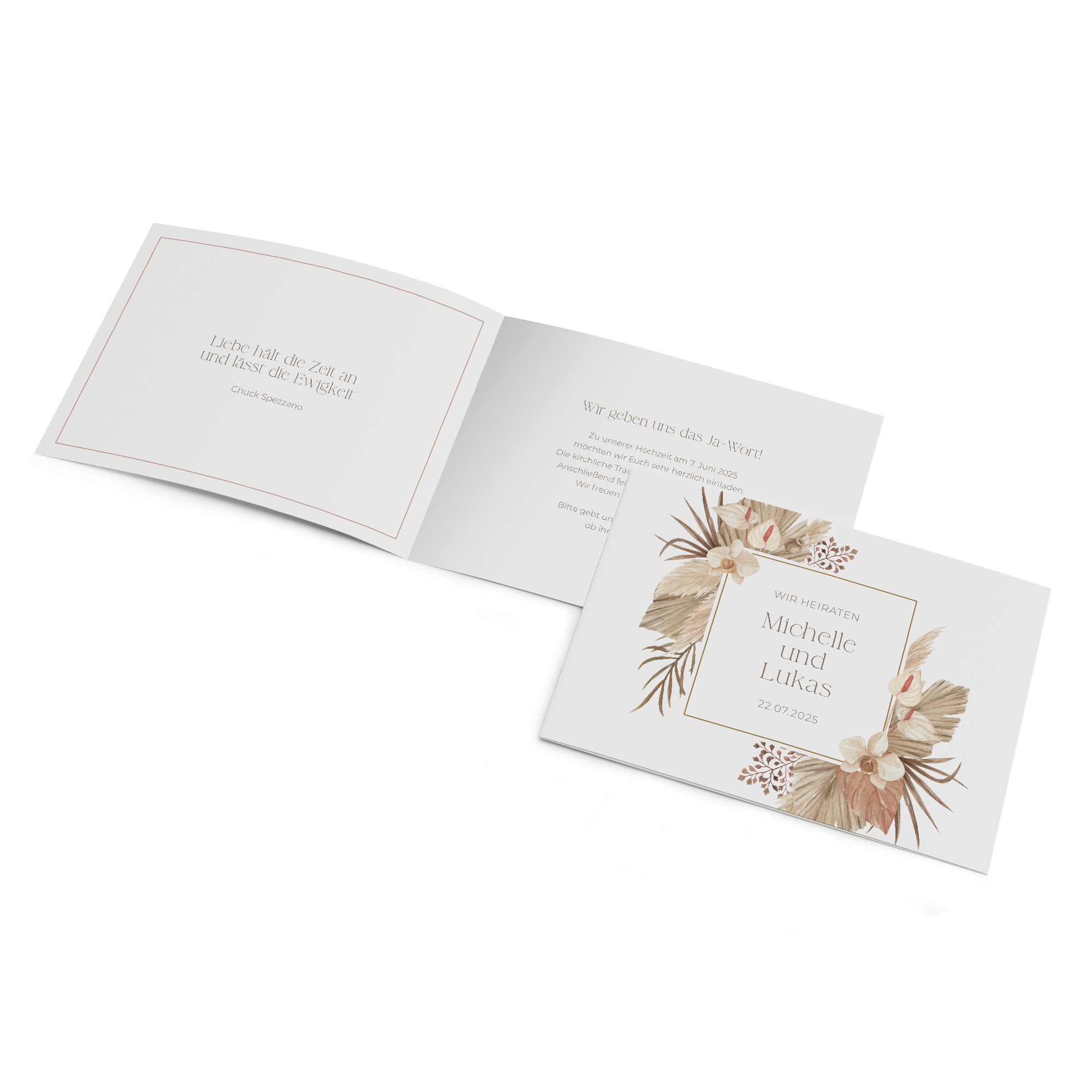 Klappkarte DIN A6 im Querformat - Boho "Golden Haze"