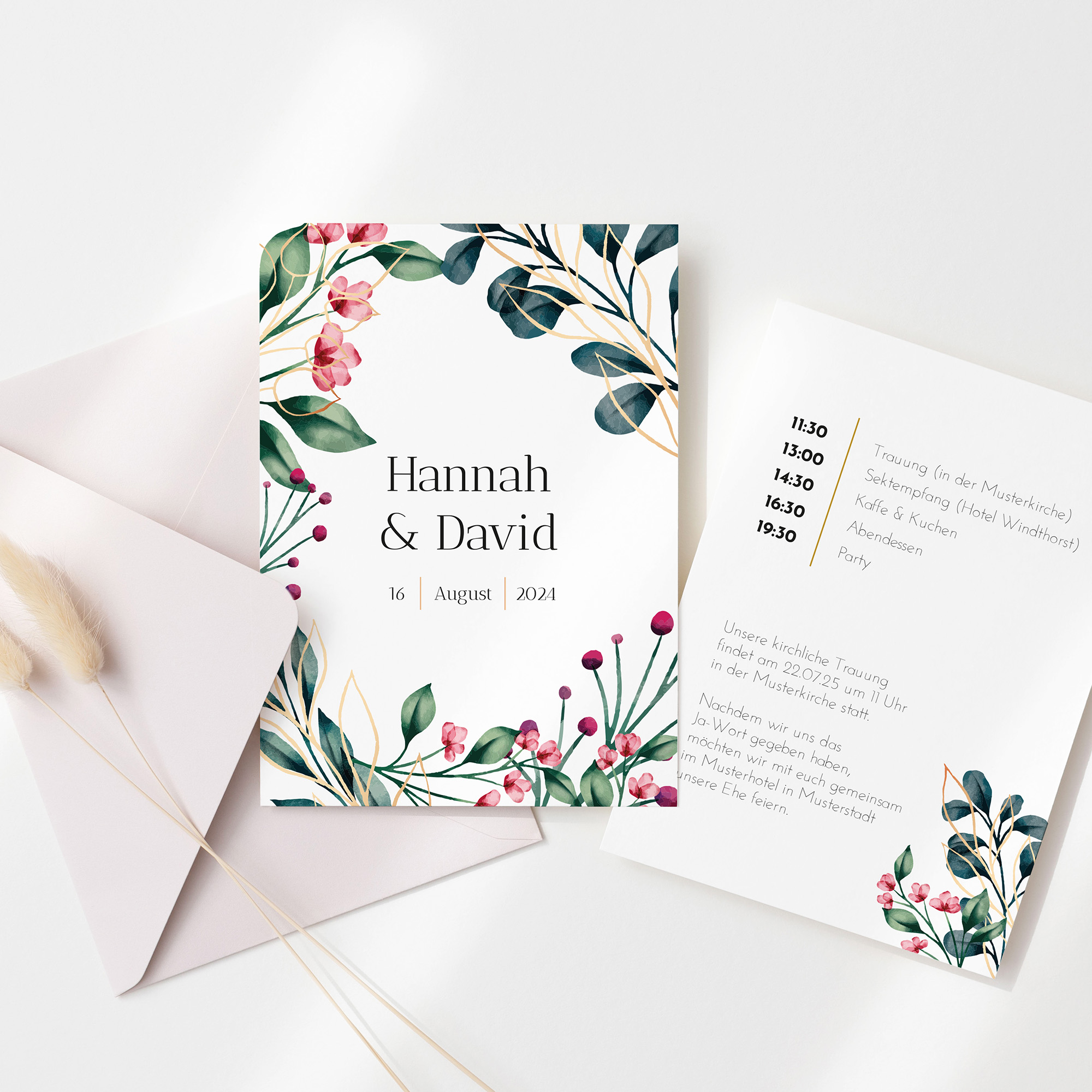 Postkarte DIN A6 im Hochformat - Floral "Pink Garden"