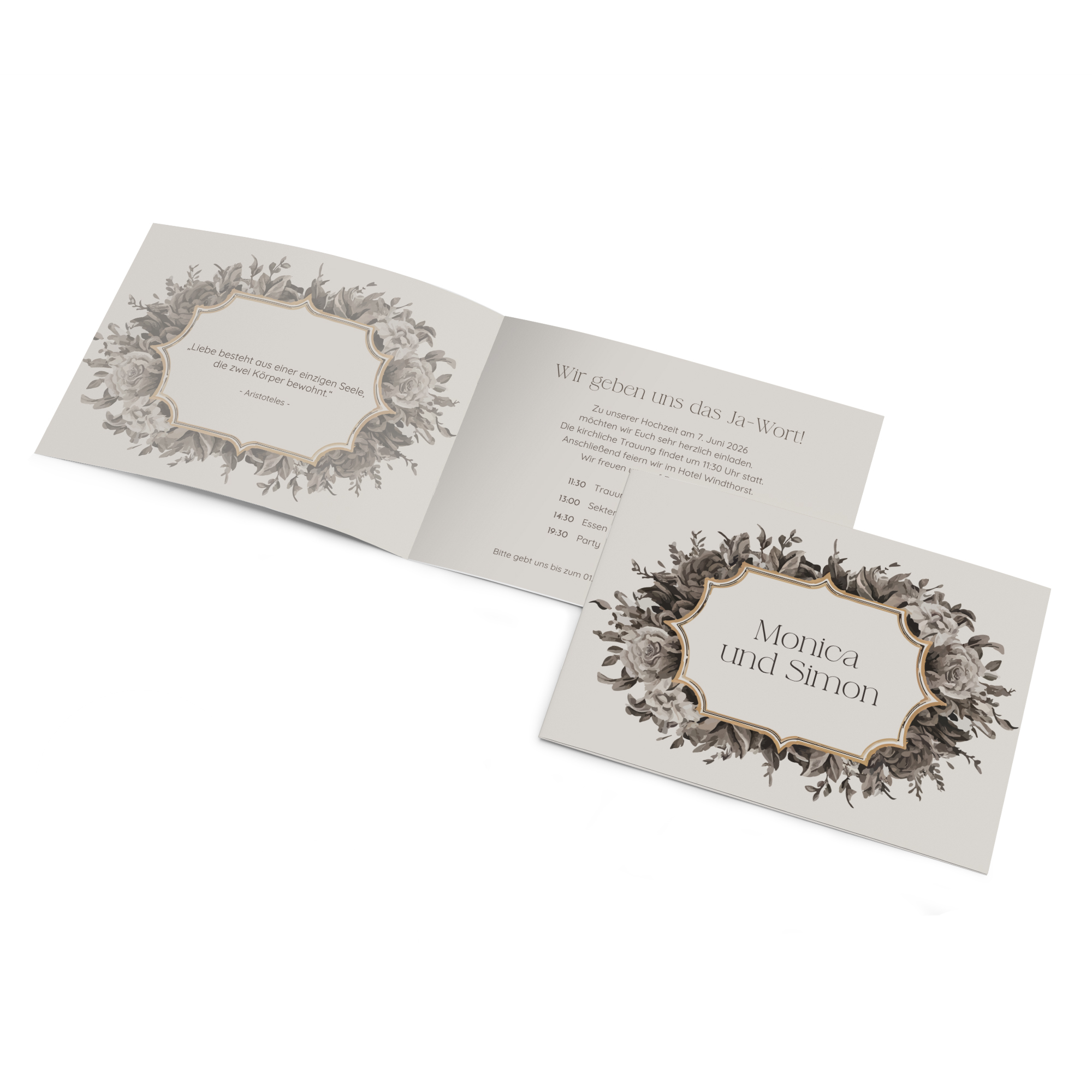 Klappkarte DIN A6 im Querformat - Vintage - "Baroque Frame"