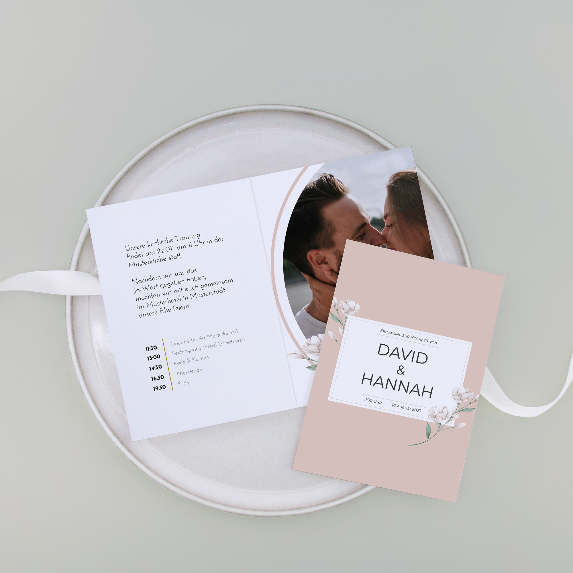 Klappkarte DIN A6 im Hochformat - Floral "Neutral Florals"