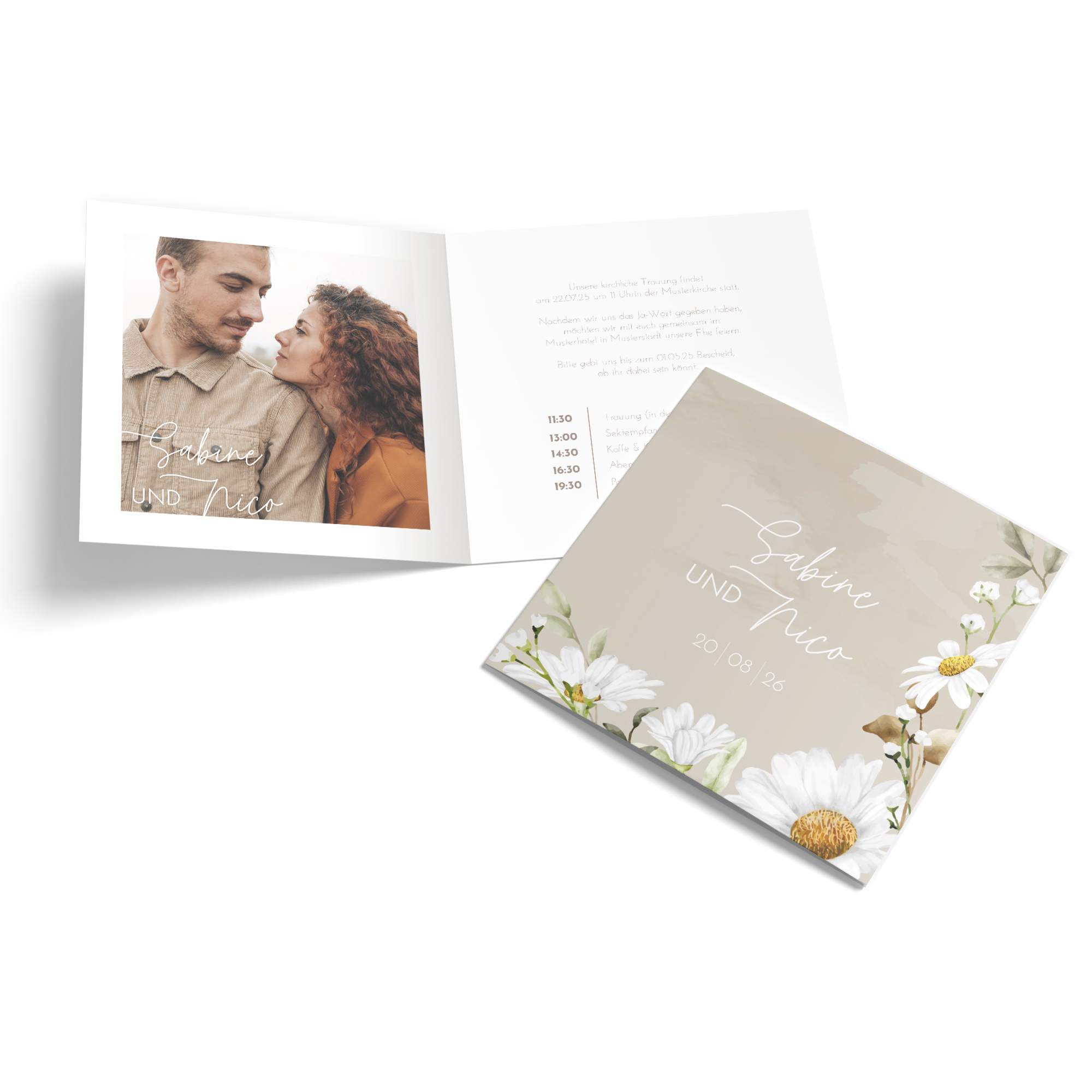 Klappkarte Quadratisch 148 x 148 mm - Floral "Daisy Field"