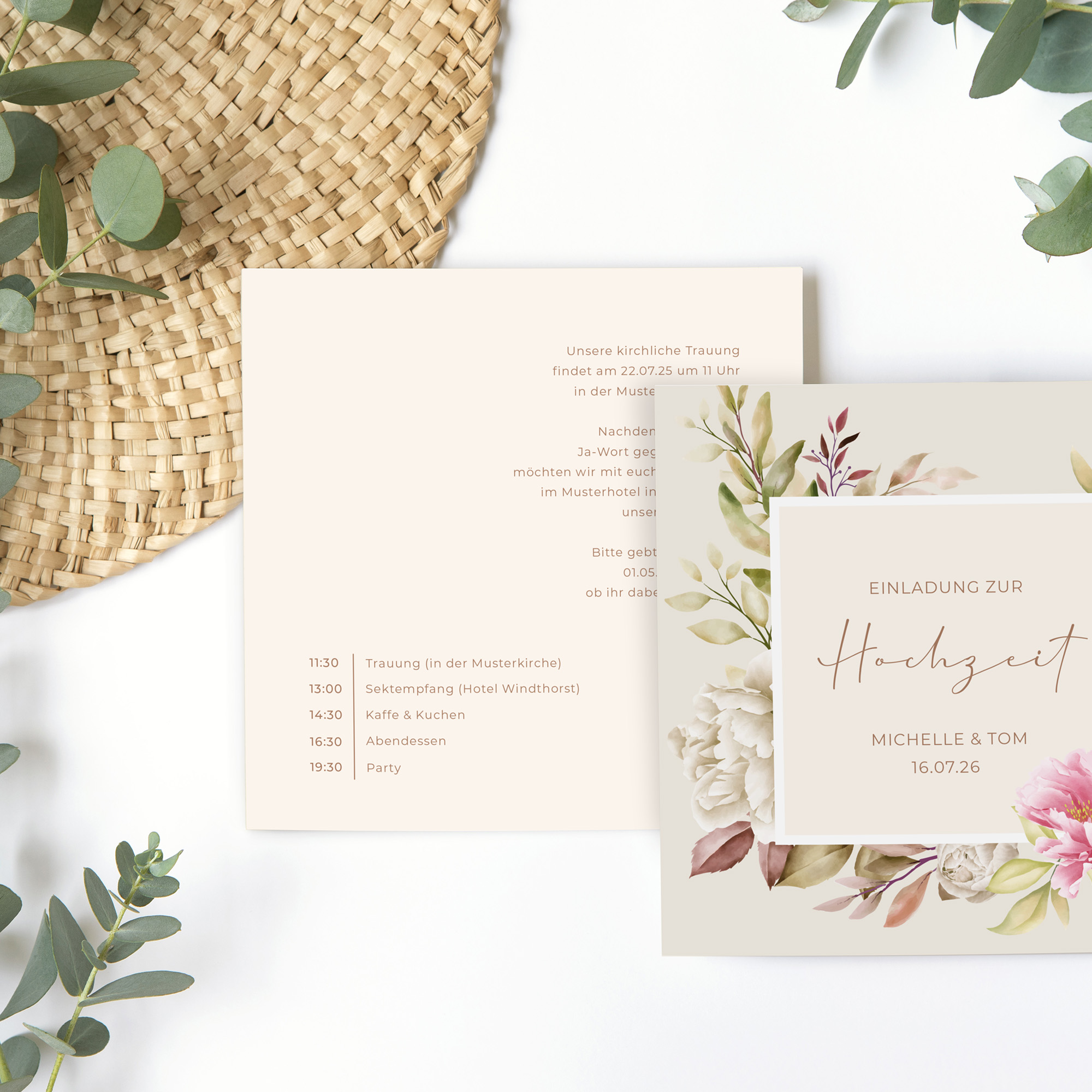 Postkarte Quadrat 148 x 148 mm - Floral "Peony Bloom"