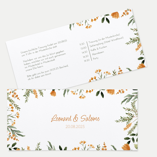 Postkarten DIN lang im Querformat 210 x 98 mm - Floral "Warm Botanicals"