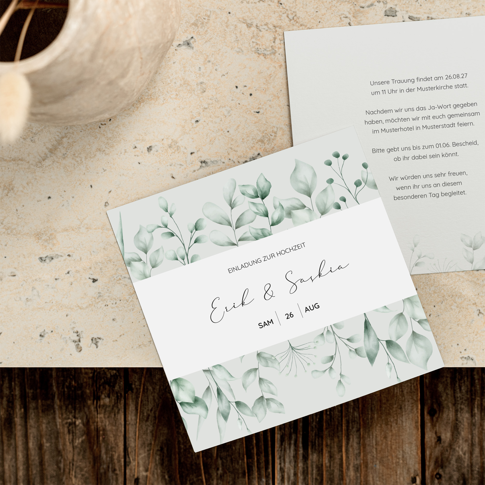 Postkarte Quadrat 148 x 148 mm - Greenery "Evergreen Mint"