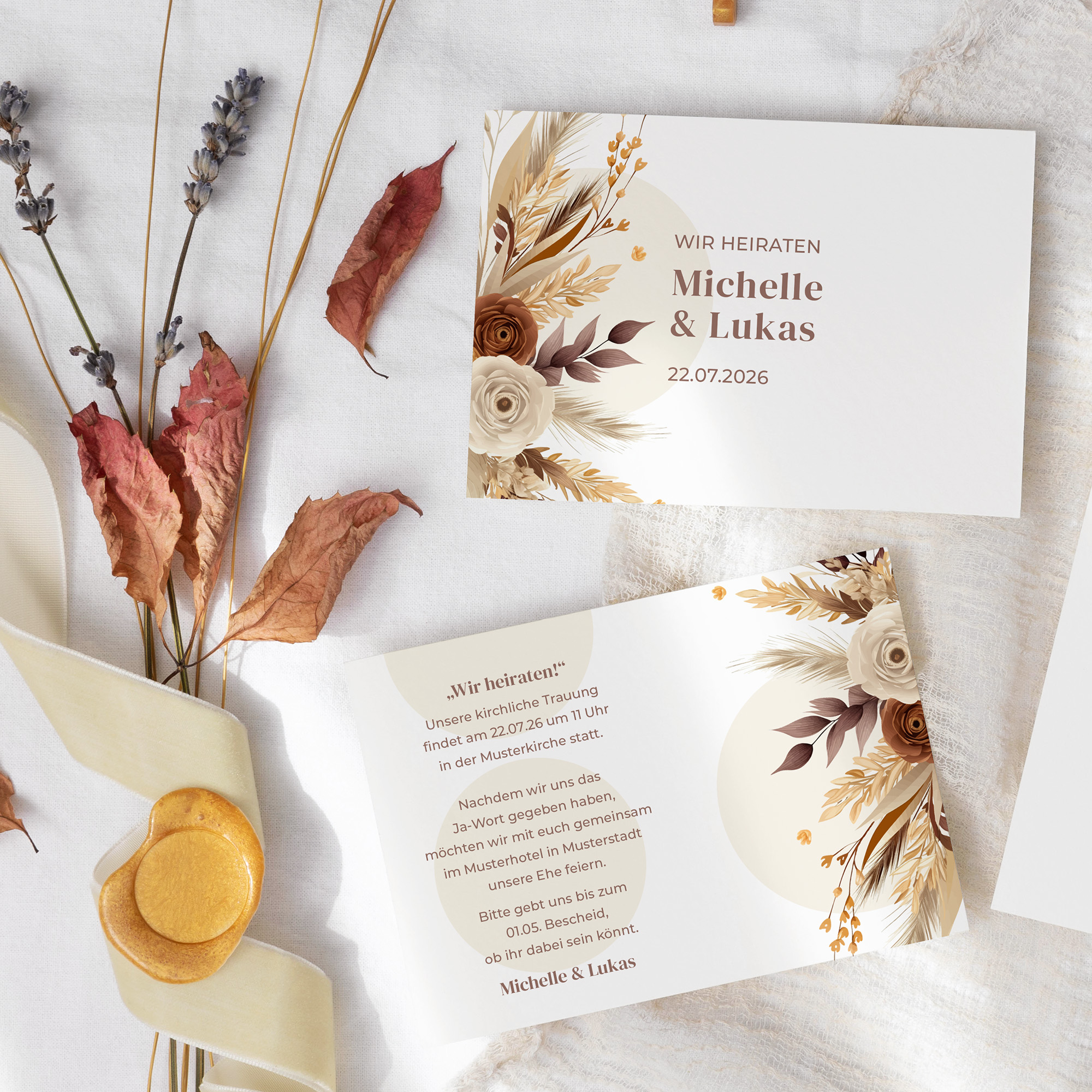 Postkarte DIN A6 im Querformat - Boho "Earth Bouquet"