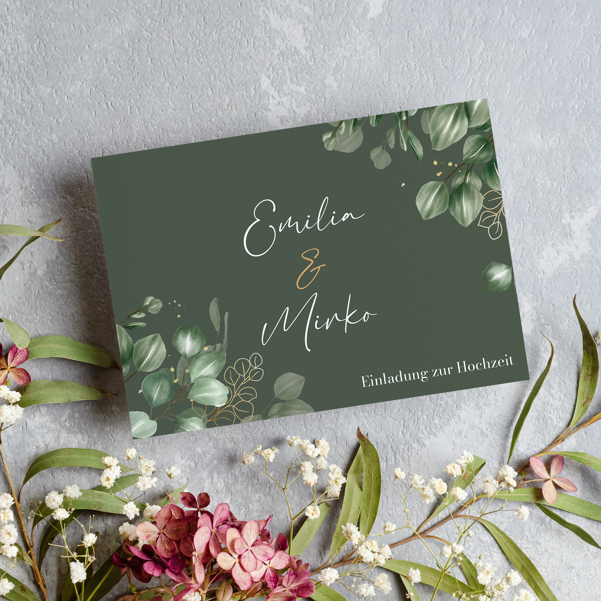 Postkarte DIN A6 im Querformat - Greenery - "Eucalyptus Night"