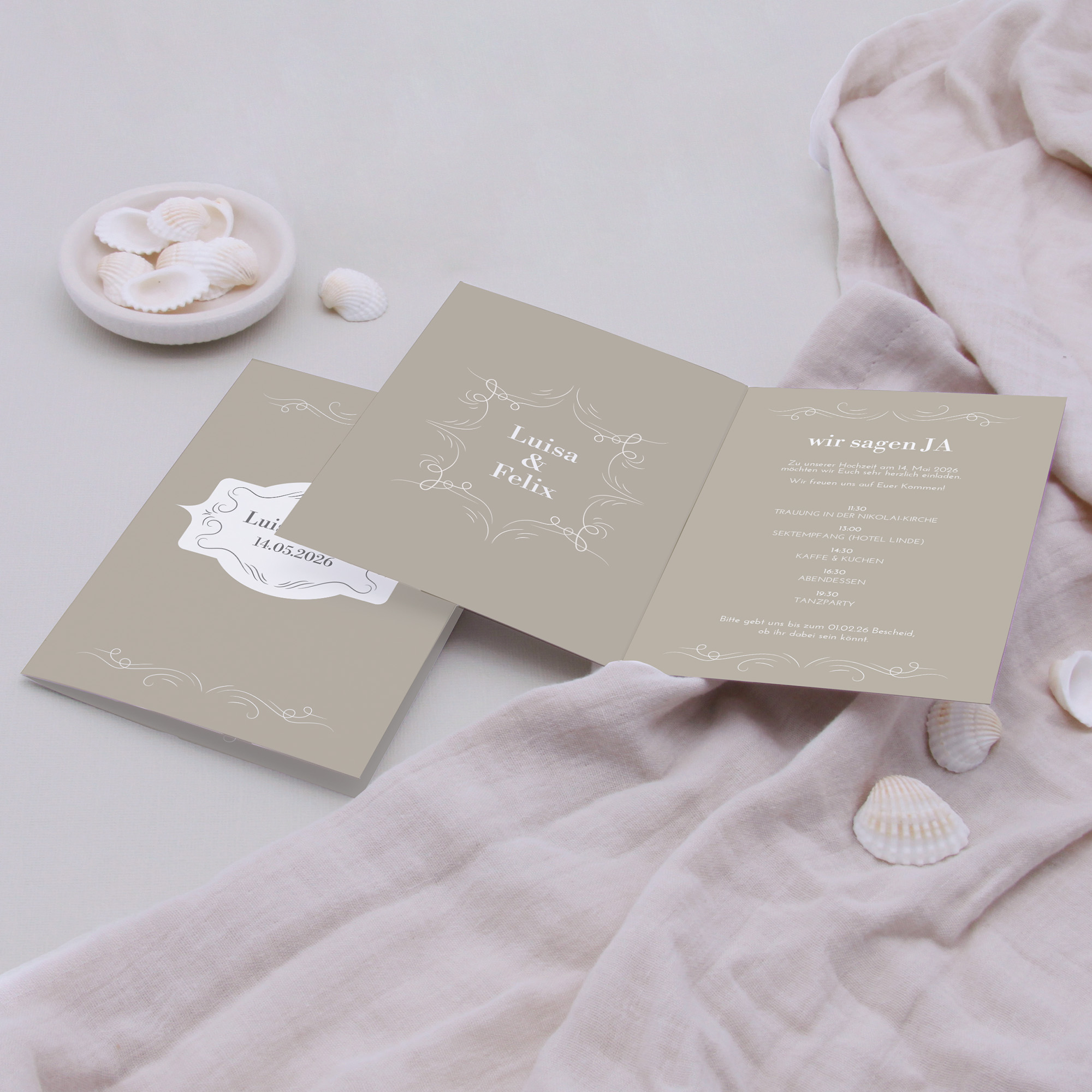 Klappkarte DIN A6 im Hochformat - Vintage - "Antique Peony"