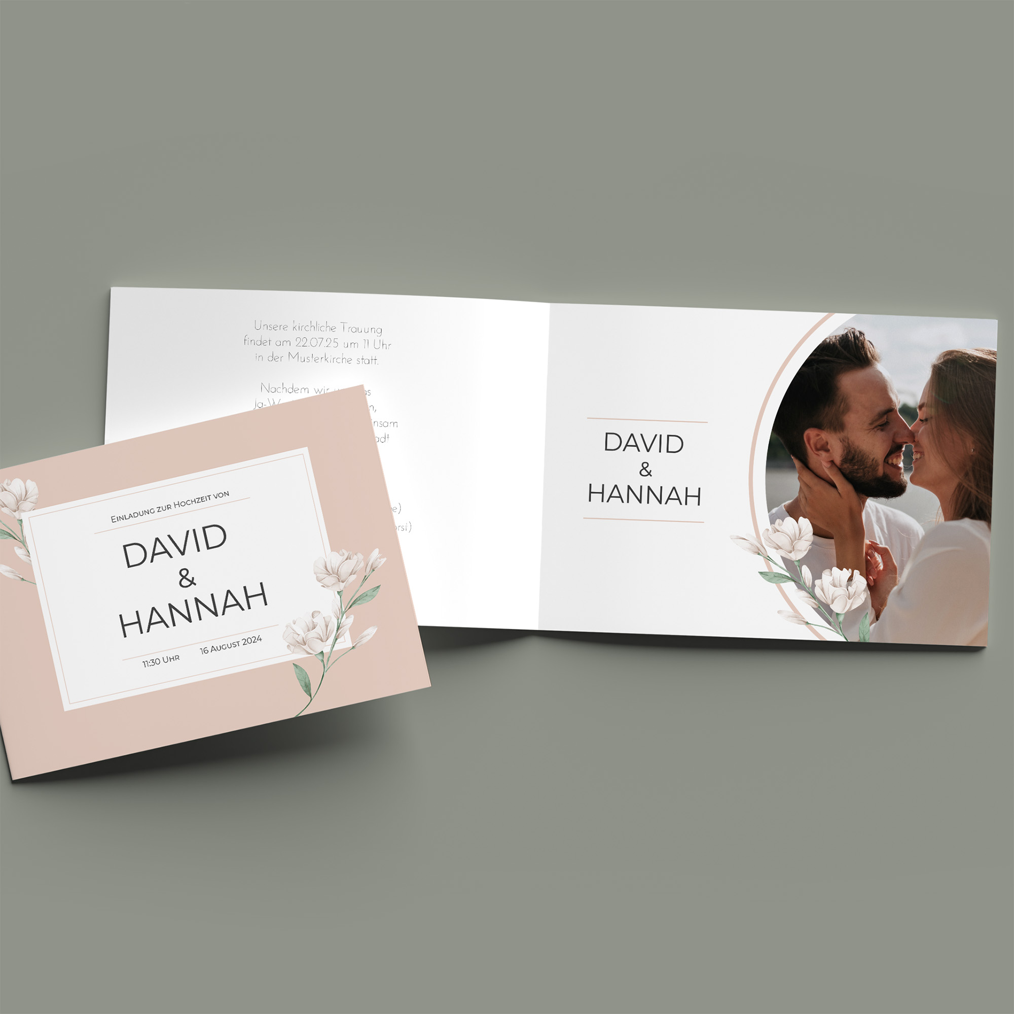 Klappkarte DIN A6 im Querformat - Floral "Neutral Florals"