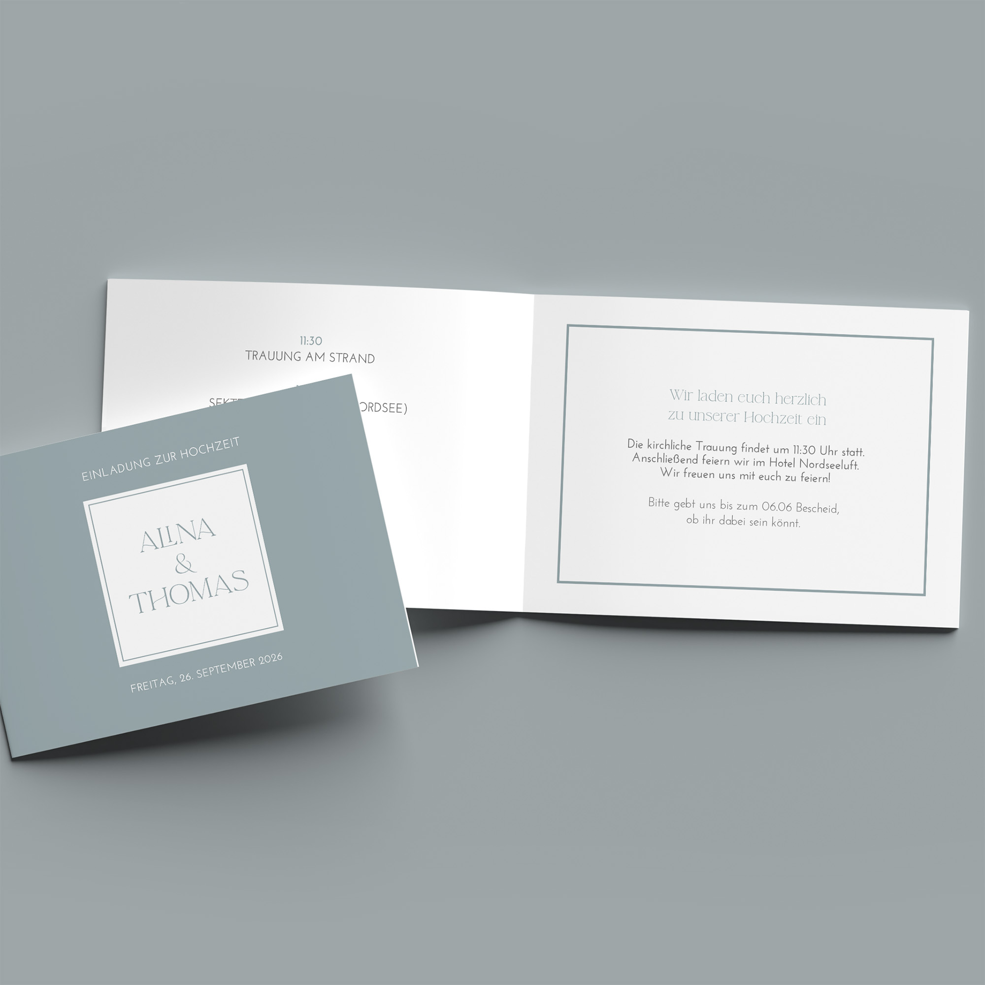 Klappkarte DIN A6 im Querformat - Minimalistisch "Nordic Shore"