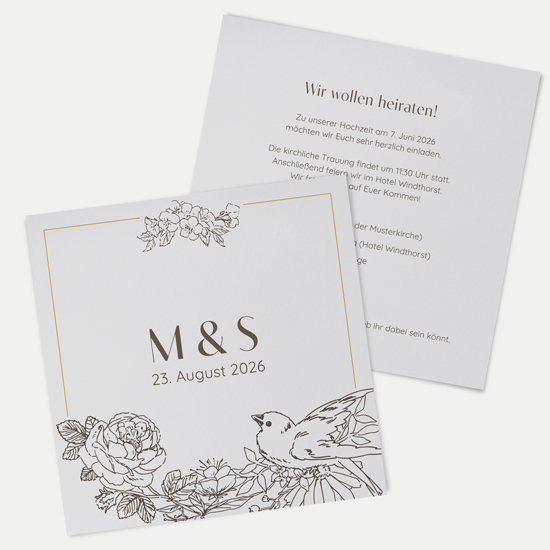 Postkarte Quadrat 148 x 148 mm - Vintage "Petal Bird"