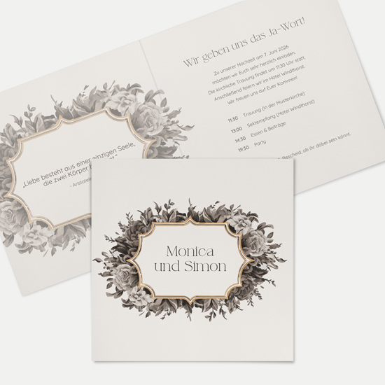 Klappkarte Quadratisch 148 x 148 mm - Vintage "Baroque Frame"