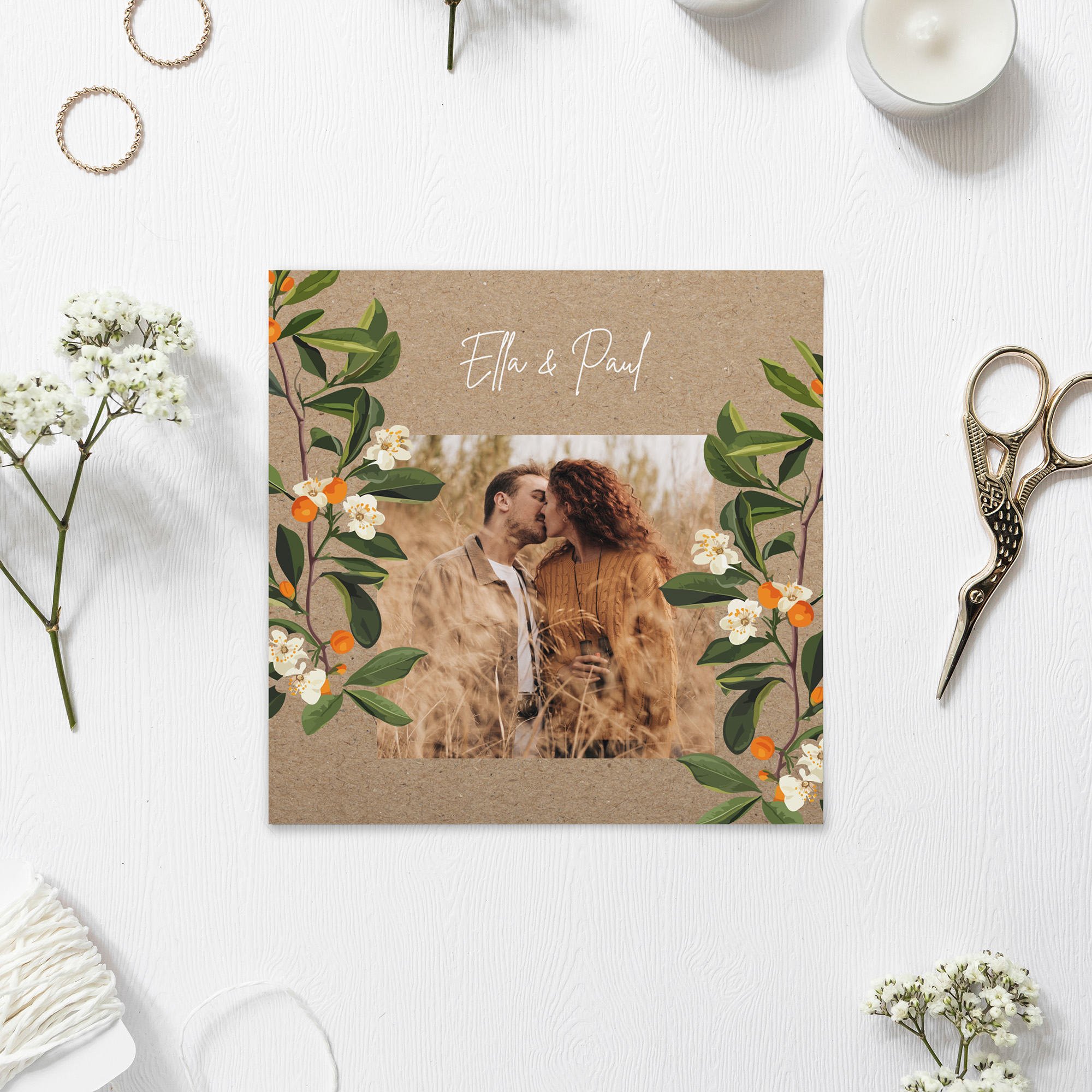 Postkarte Quadrat 148 x 148 mm - Greenery "orange craft"