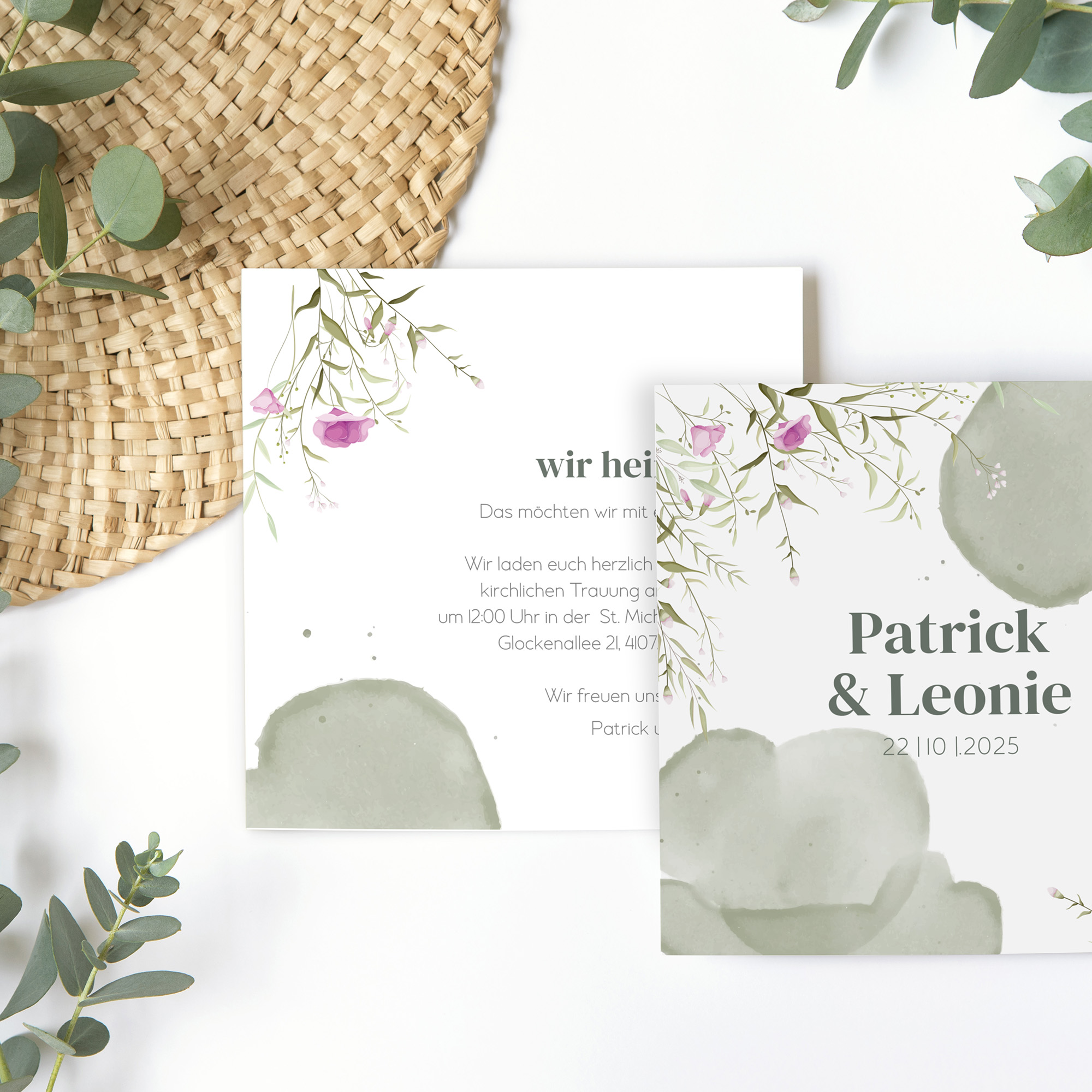 Postkarte Quadrat - Aquarell "Wildflower Garden"